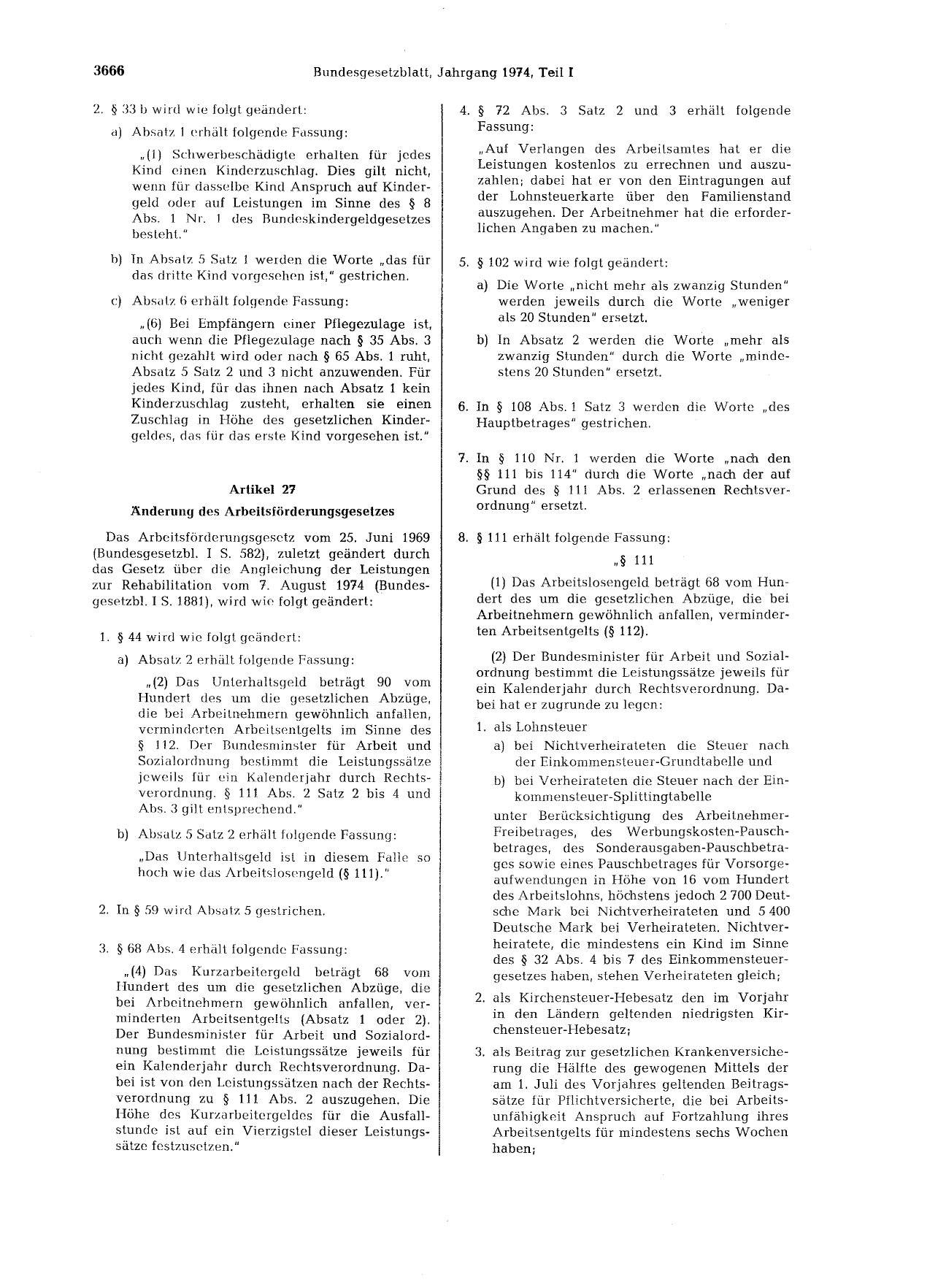 BGBl. 1974, Seite 3666 — Originalseite als Abbildung