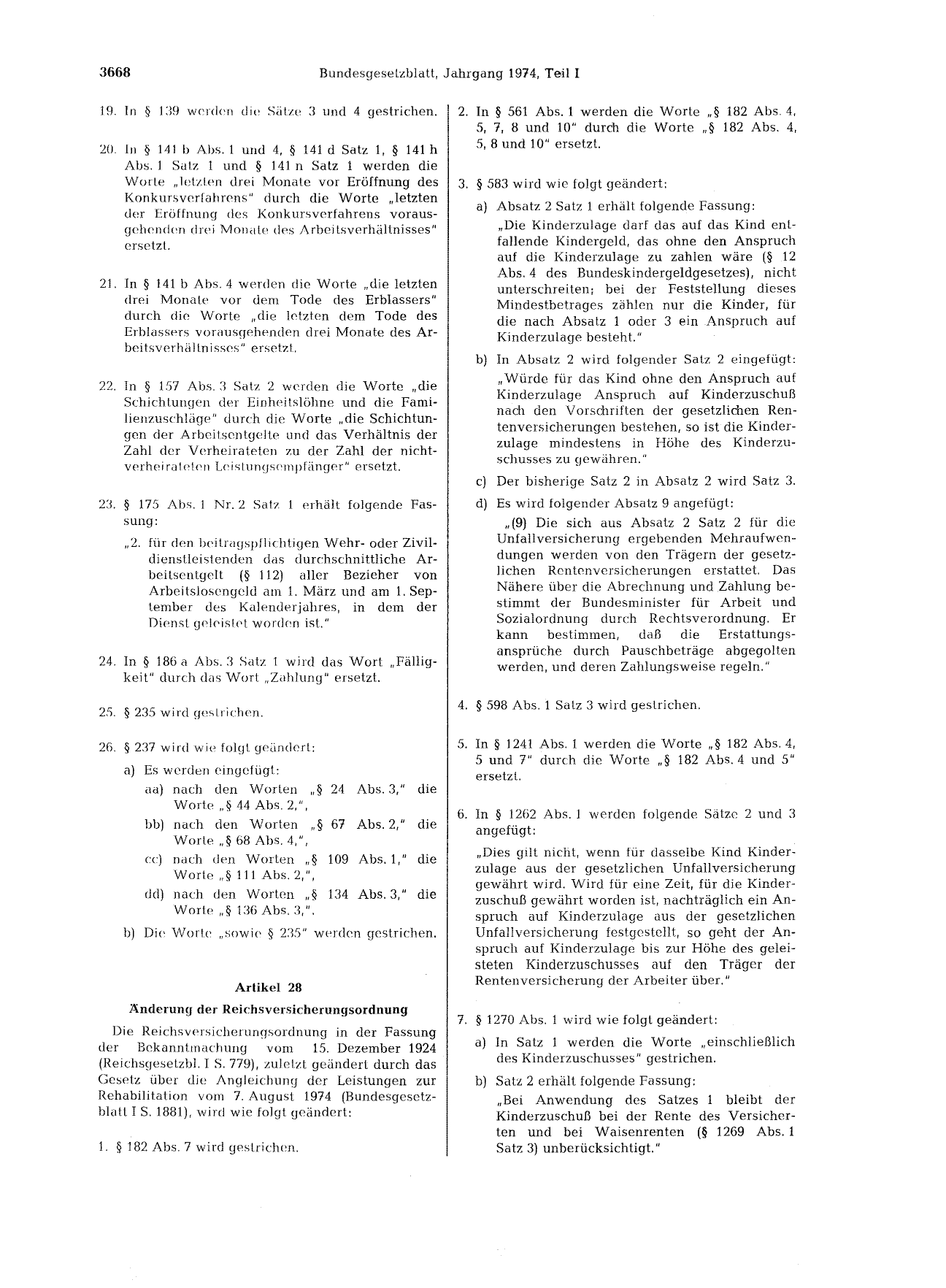 BGBl. 1974, Seite 3668 — Originalseite als Abbildung