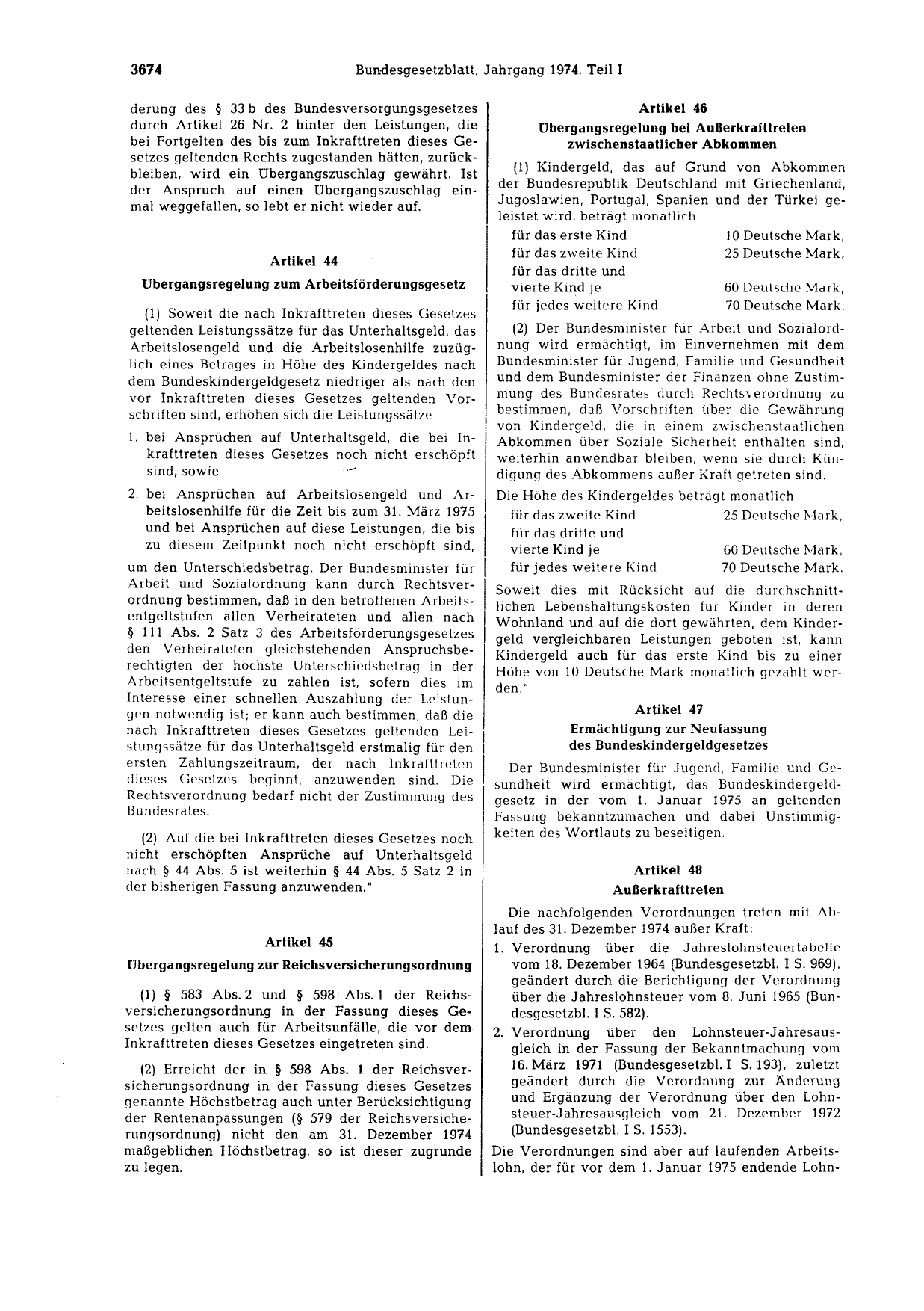 BGBl. 1974, Seite 3674 — Originalseite als Abbildung