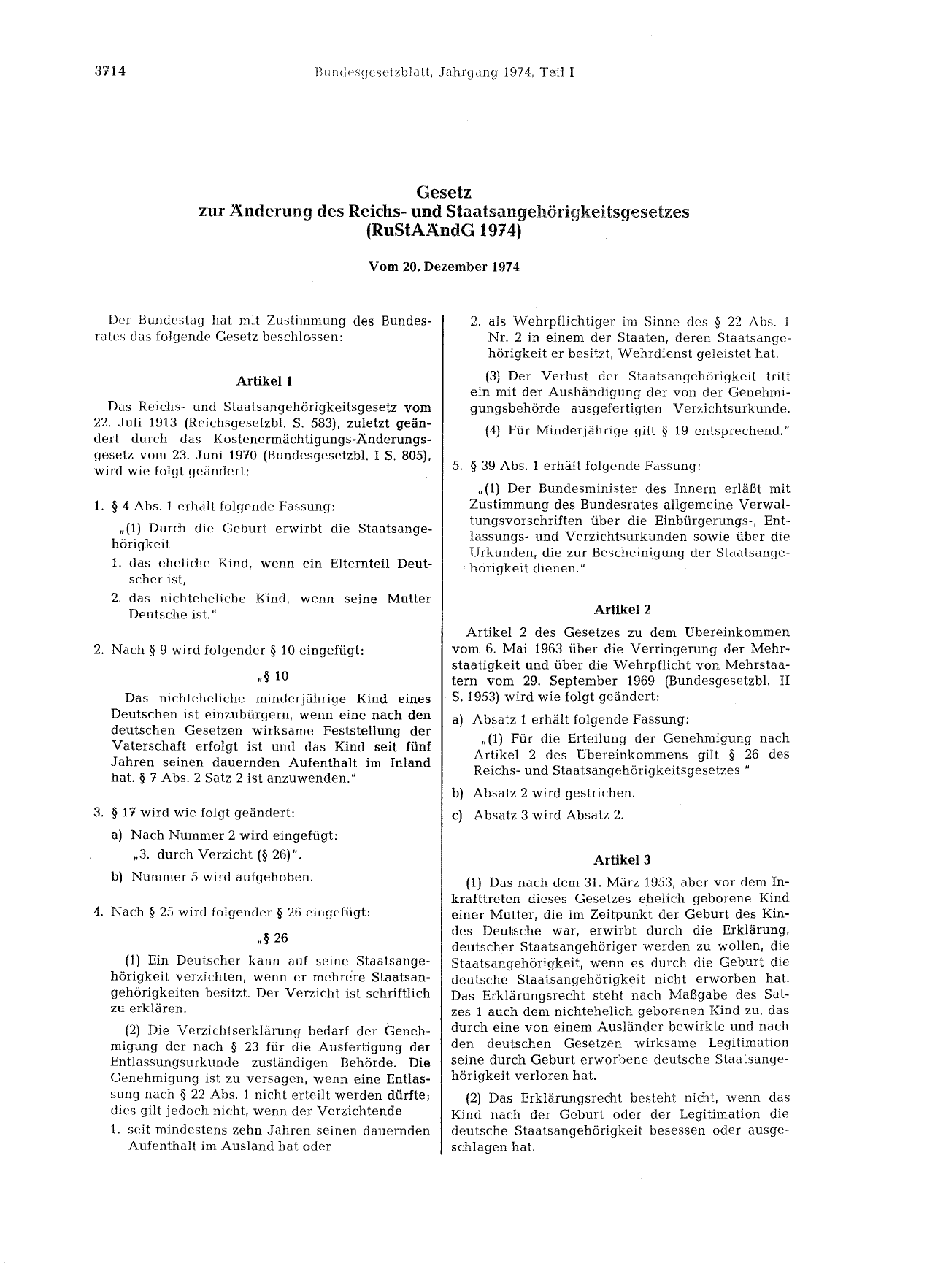 BGBl. 1974 — Originalseite als Abbildung