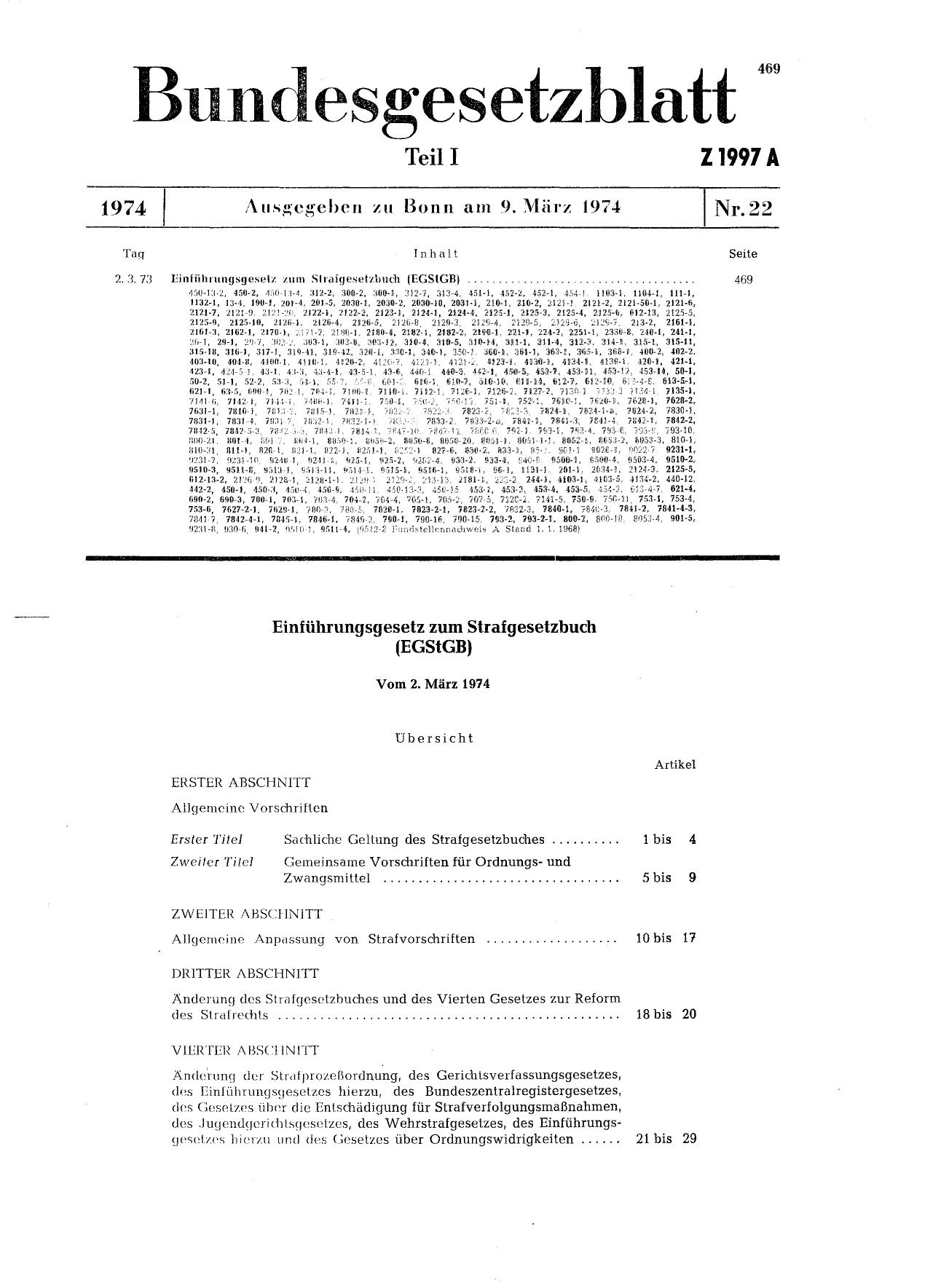 BGBl. 1974, Seite 469 — Originalseite als Abbildung