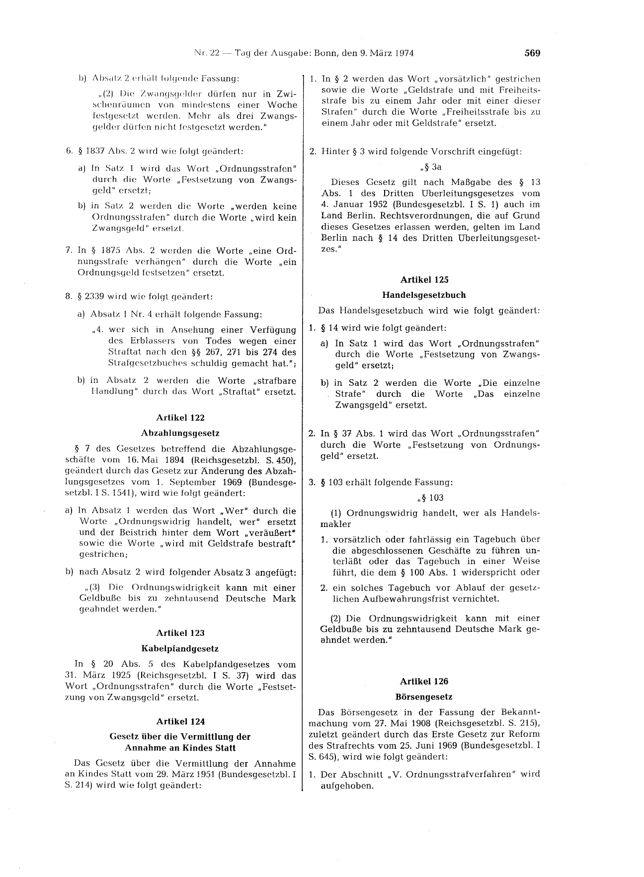 BGBl. 1974, Seite 569 — Originalseite als Abbildung