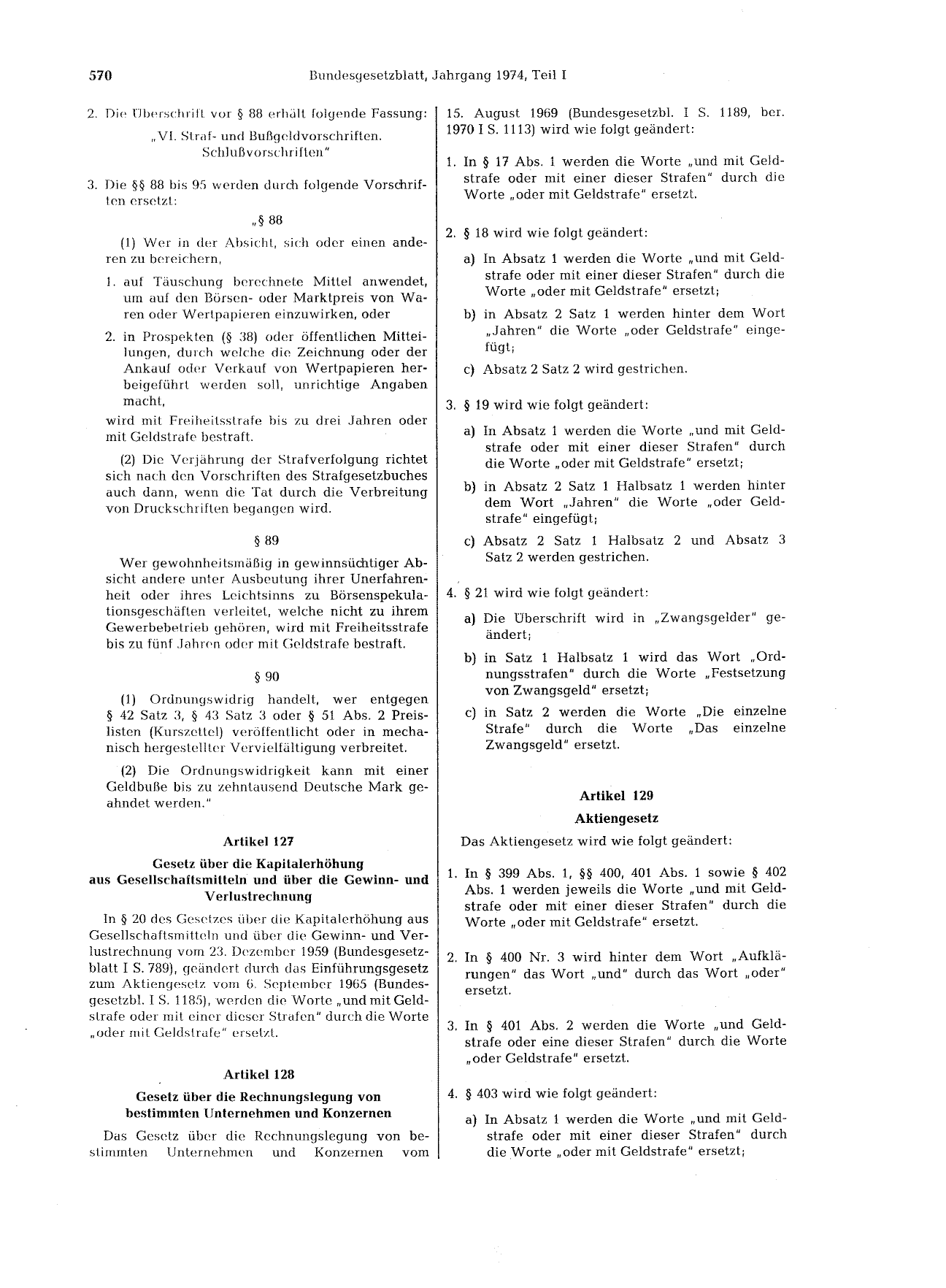BGBl. 1974, Seite 570 — Originalseite als Abbildung