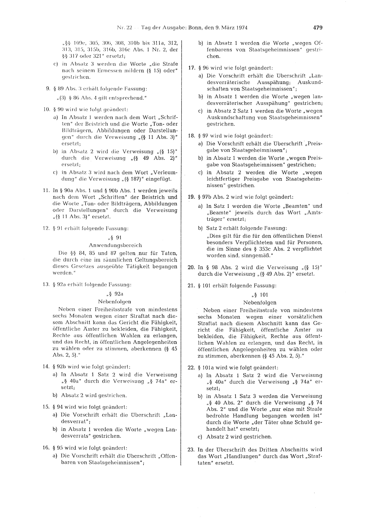 BGBl. 1974, Seite 479 — Originalseite als Abbildung