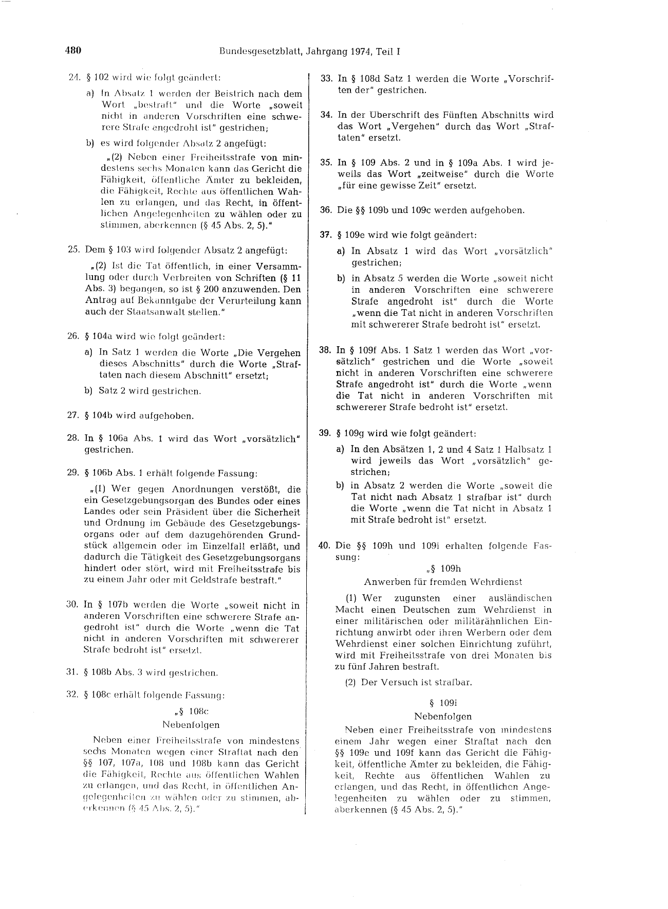 BGBl. 1974, Seite 480 — Originalseite als Abbildung