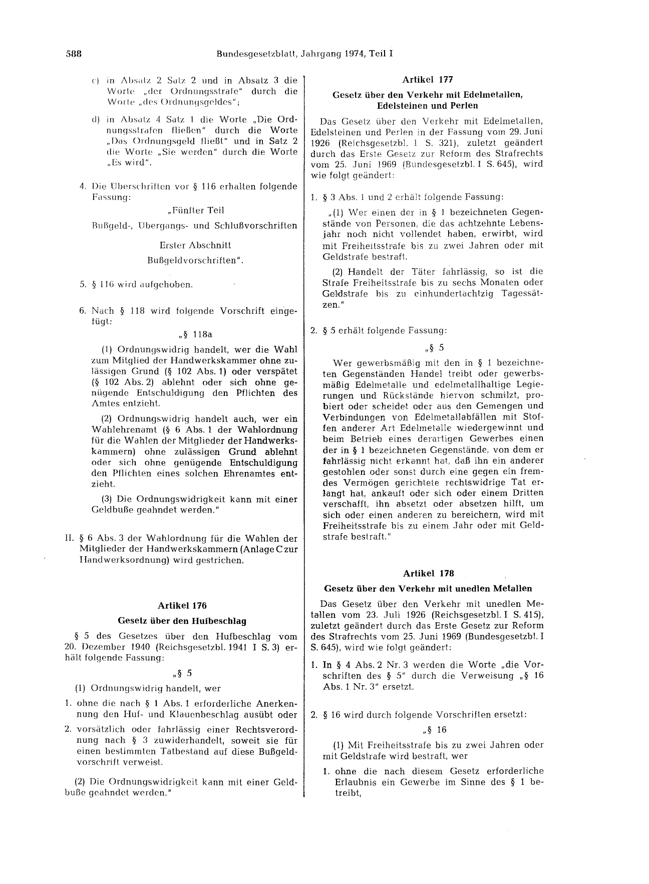 BGBl. 1974, Seite 588 — Originalseite als Abbildung