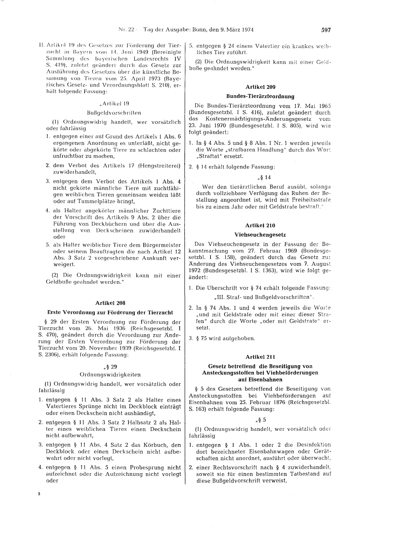 BGBl. 1974, Seite 597 — Originalseite als Abbildung