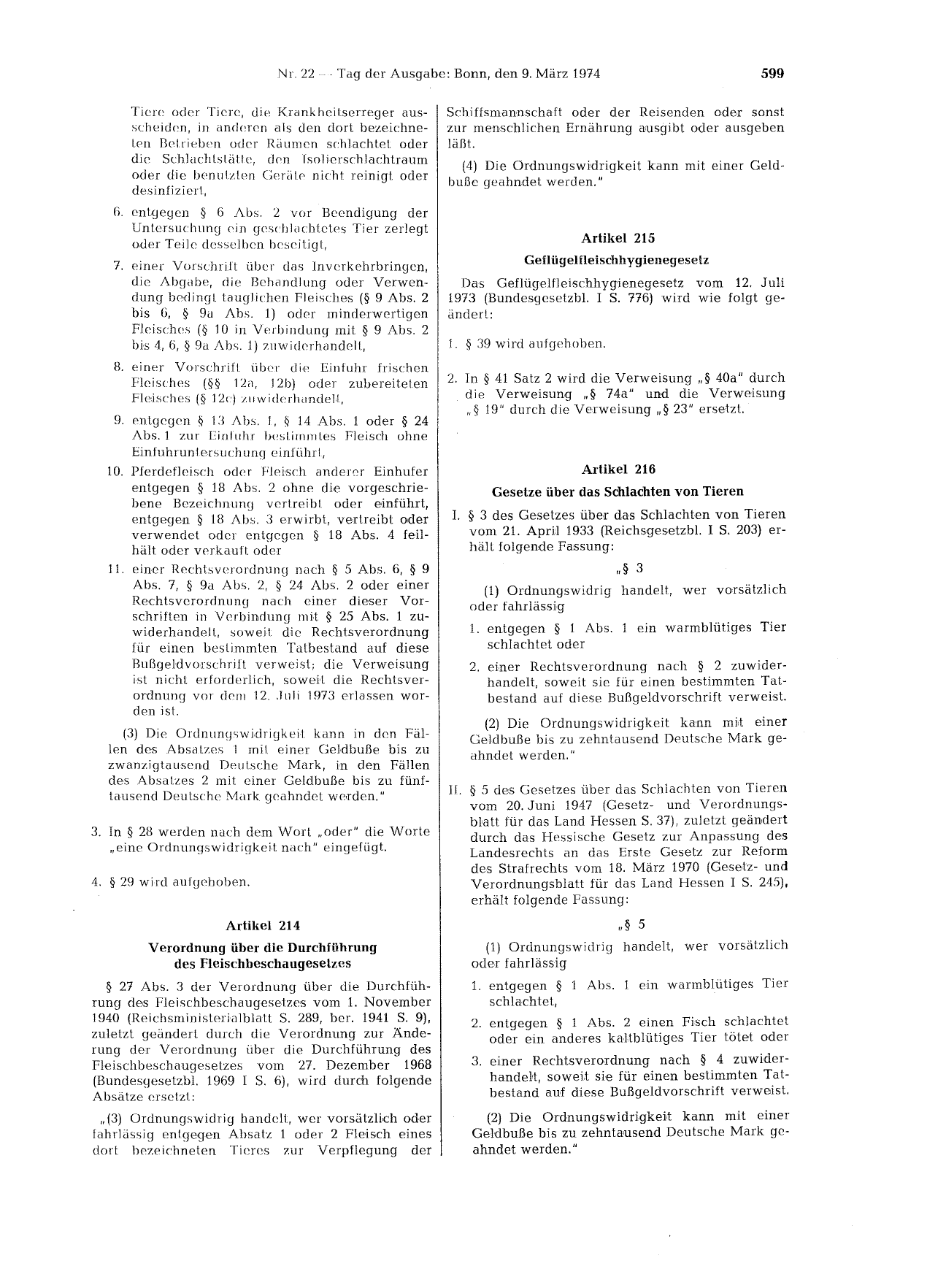 BGBl. 1974, Seite 599 — Originalseite als Abbildung