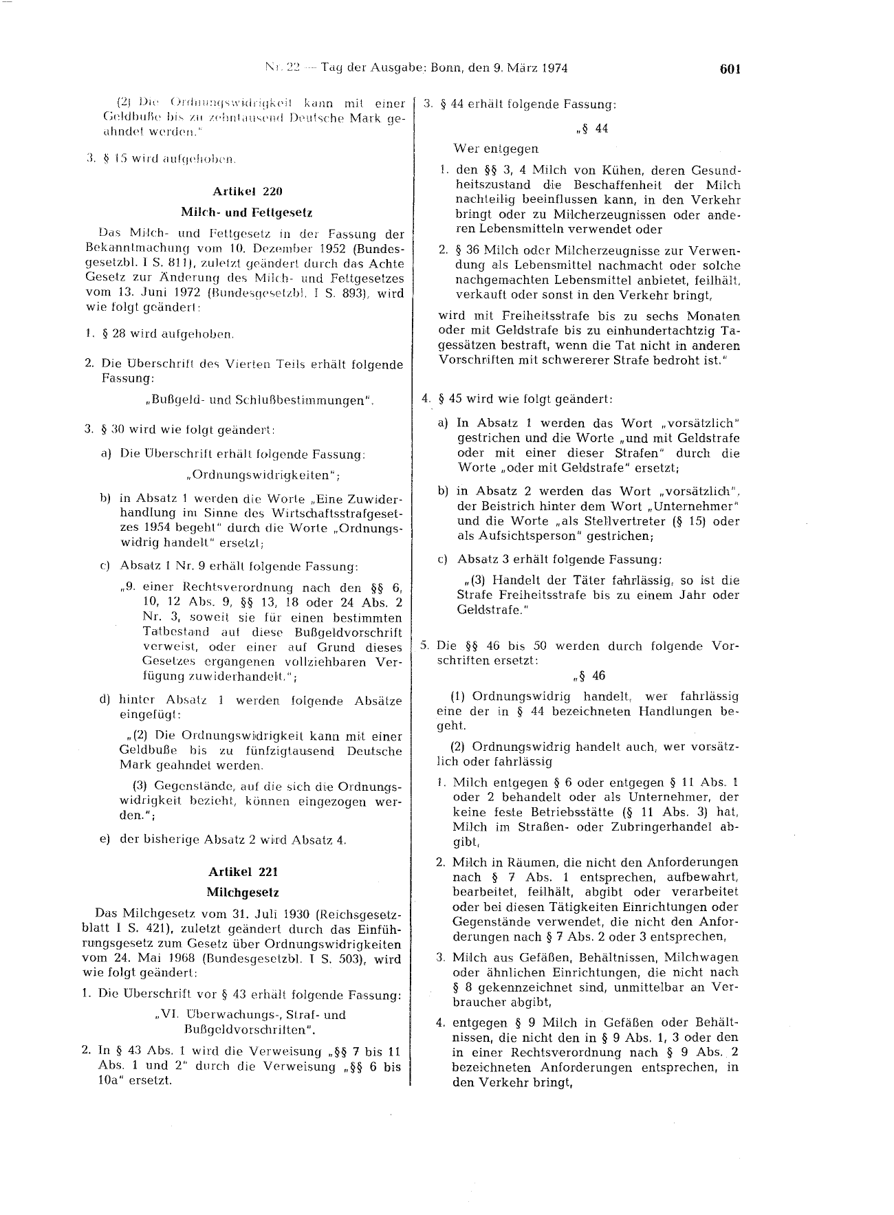 BGBl. 1974, Seite 601 — Originalseite als Abbildung