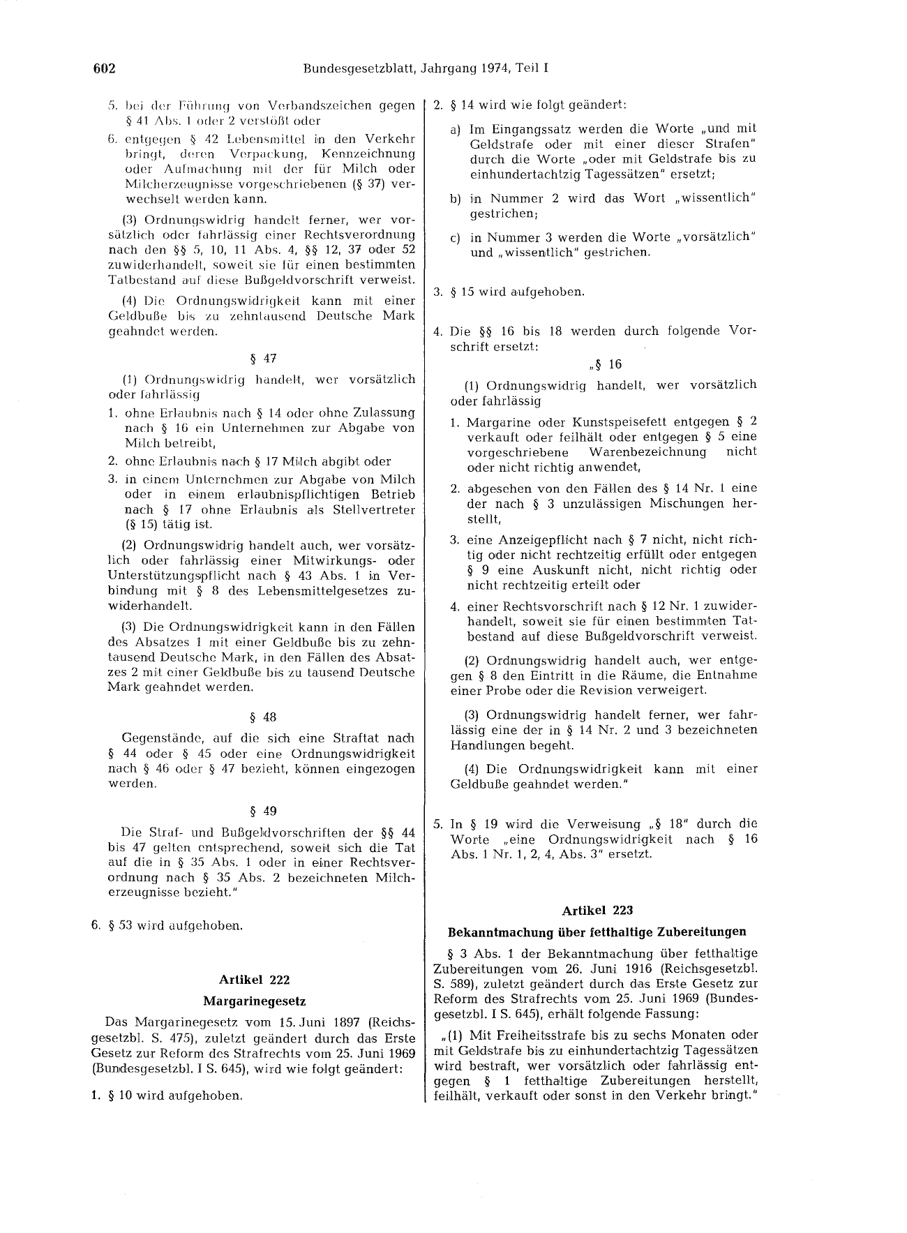 BGBl. 1974, Seite 602 — Originalseite als Abbildung