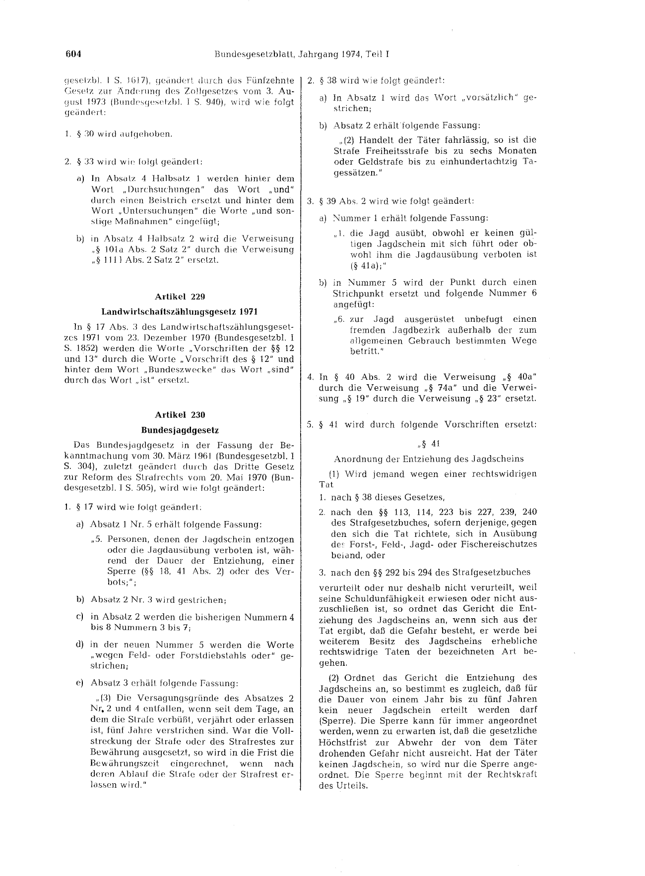 BGBl. 1974, Seite 604 — Originalseite als Abbildung
