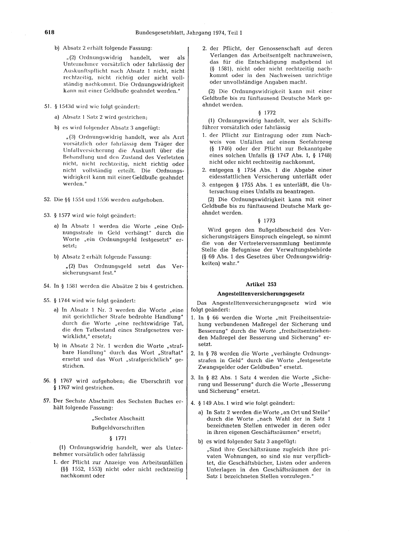 BGBl. 1974, Seite 618 — Originalseite als Abbildung