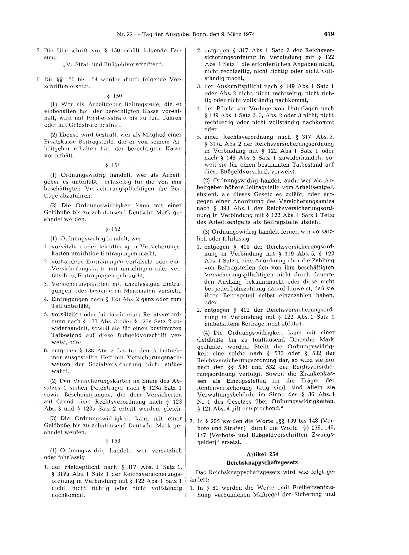 BGBl. 1974, Seite 619 — Originalseite als Abbildung