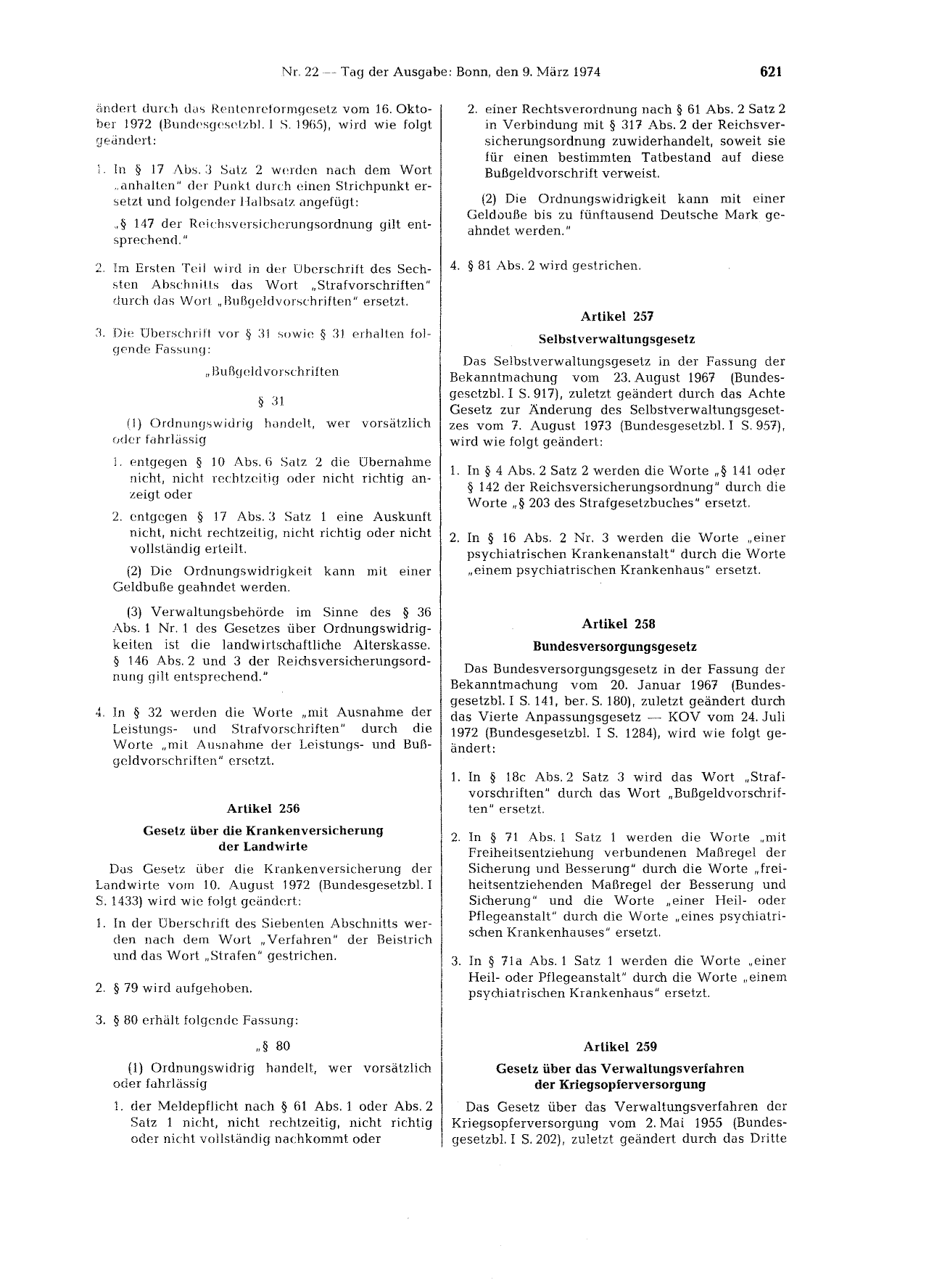 BGBl. 1974, Seite 621 — Originalseite als Abbildung