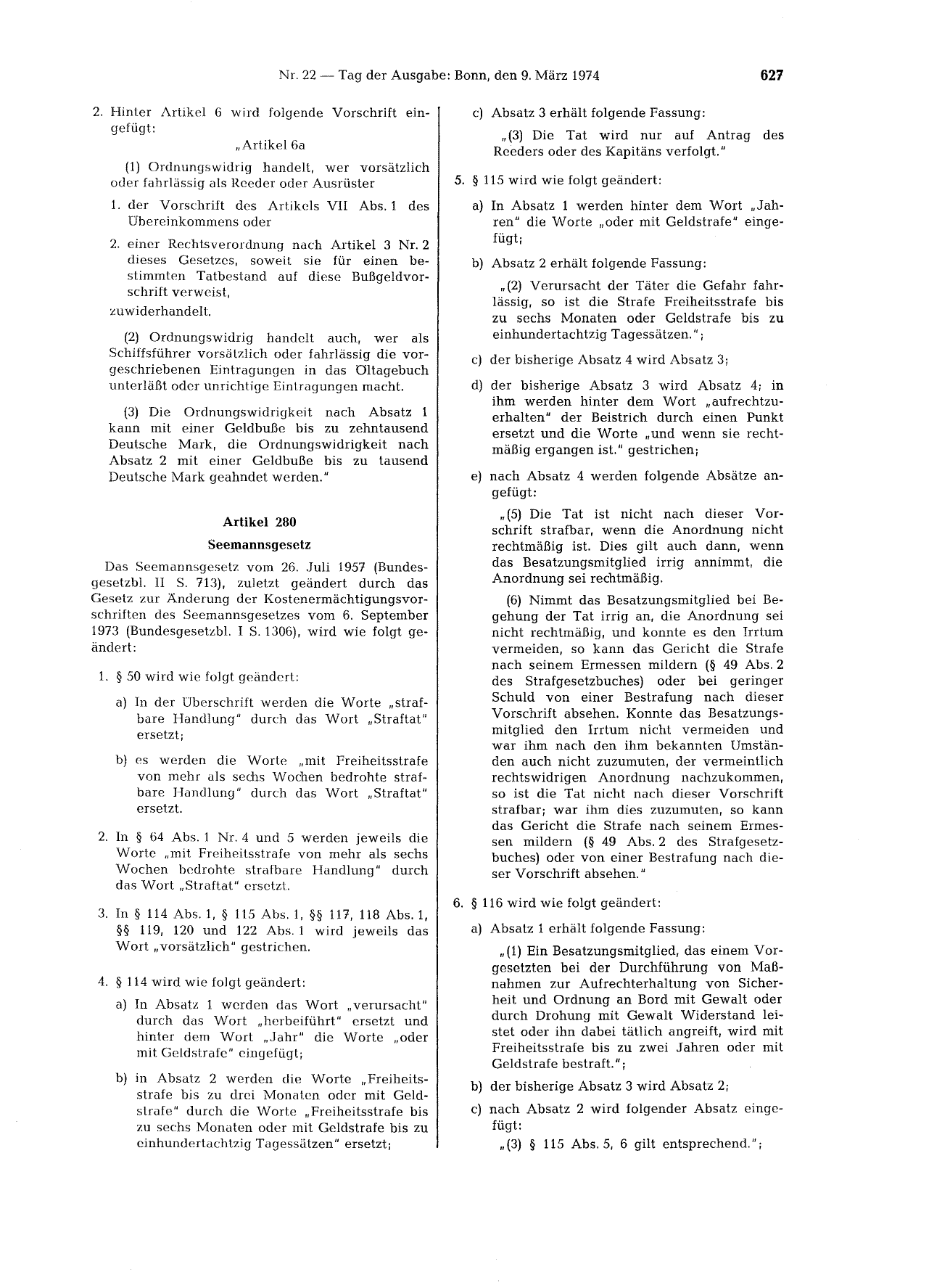 BGBl. 1974, Seite 627 — Originalseite als Abbildung