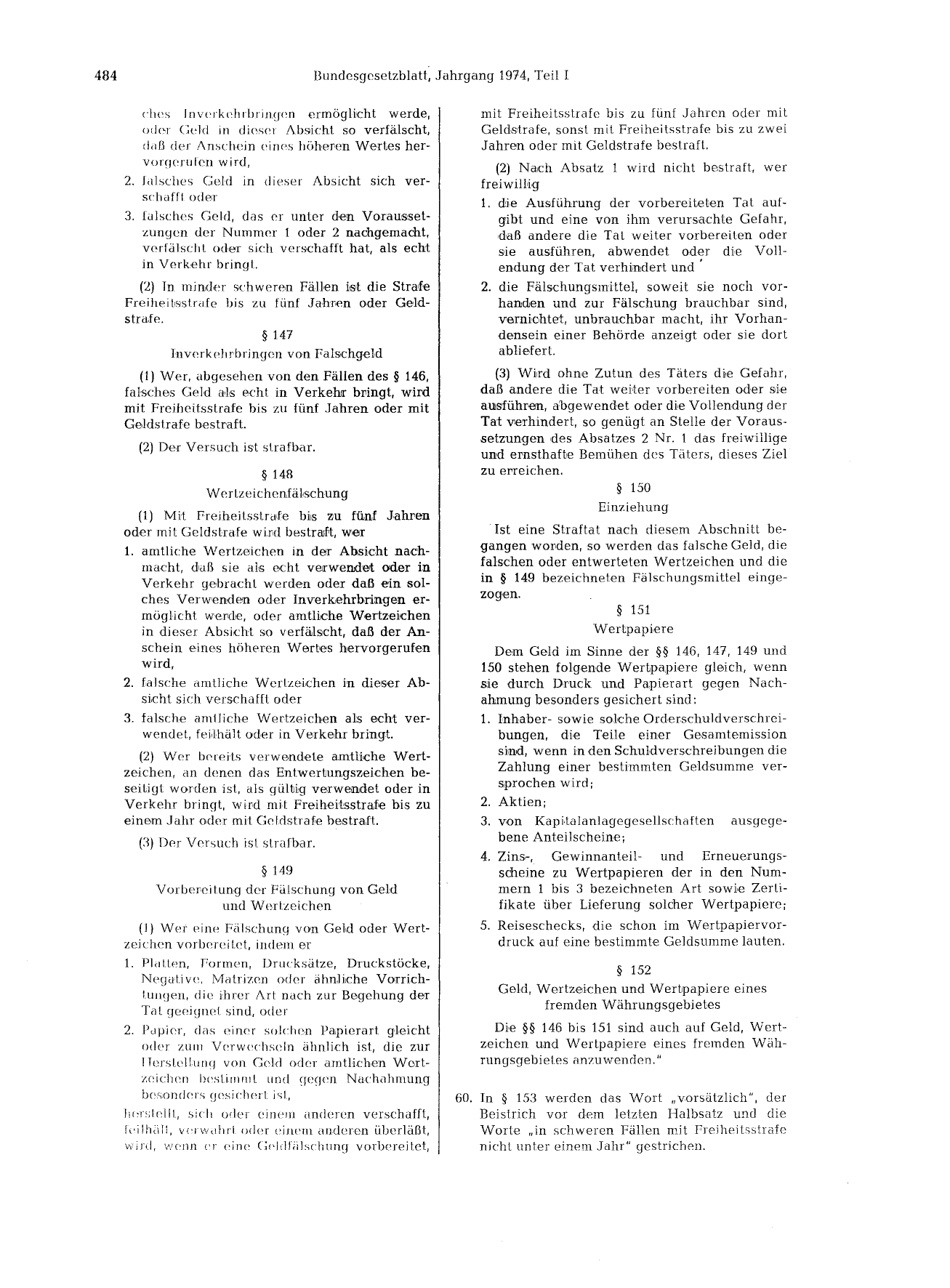 BGBl. 1974, Seite 484 — Originalseite als Abbildung