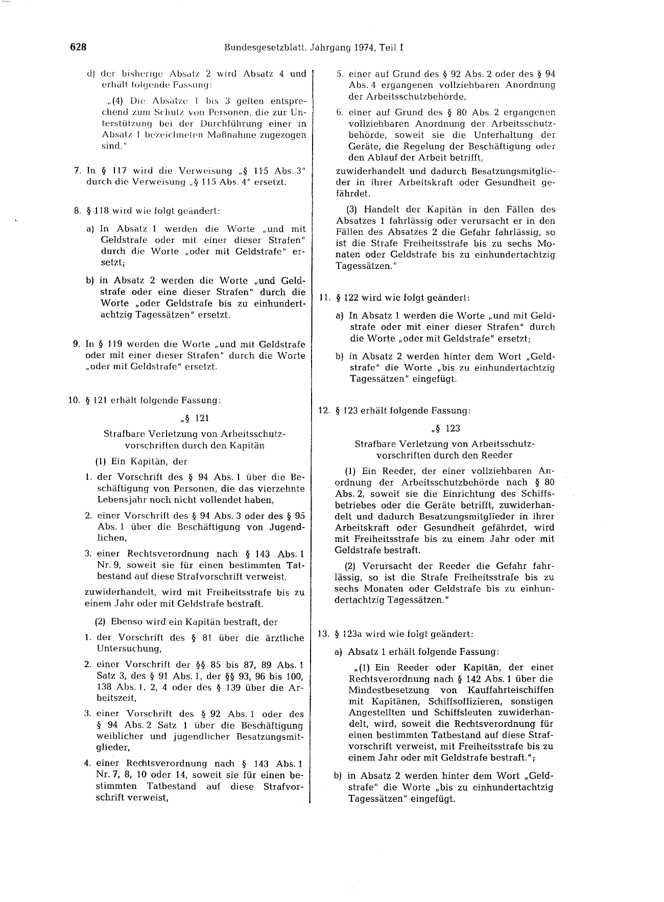 BGBl. 1974, Seite 628 — Originalseite als Abbildung