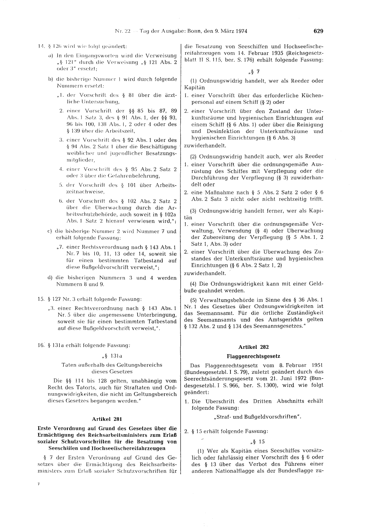 BGBl. 1974, Seite 629 — Originalseite als Abbildung
