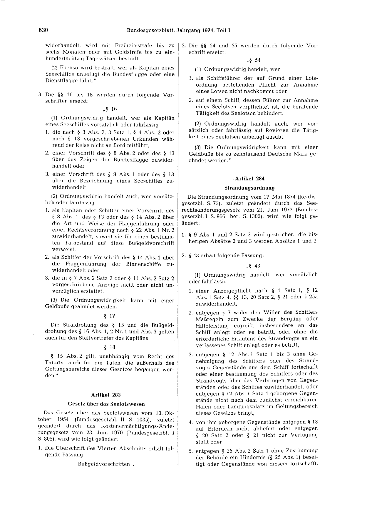 BGBl. 1974, Seite 630 — Originalseite als Abbildung