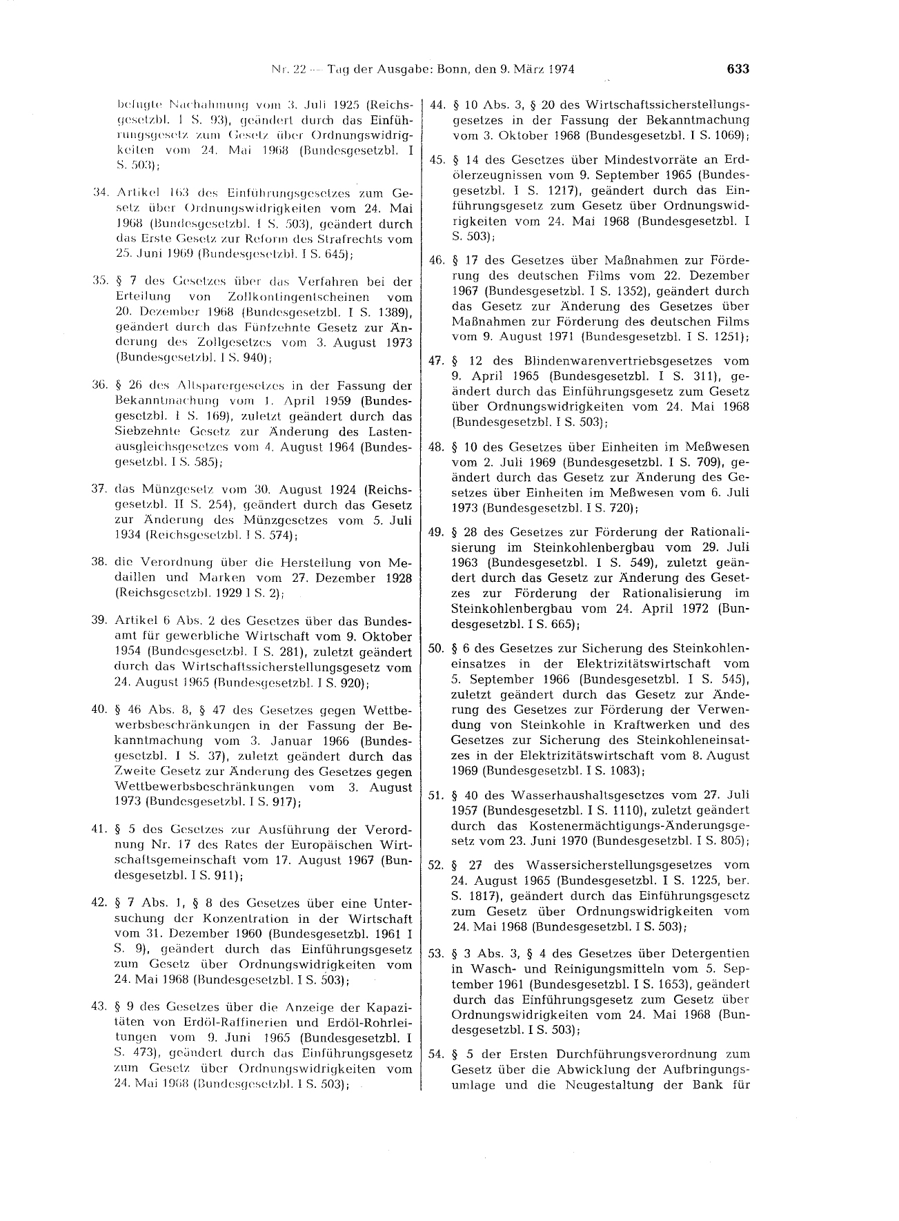 BGBl. 1974, Seite 633 — Originalseite als Abbildung