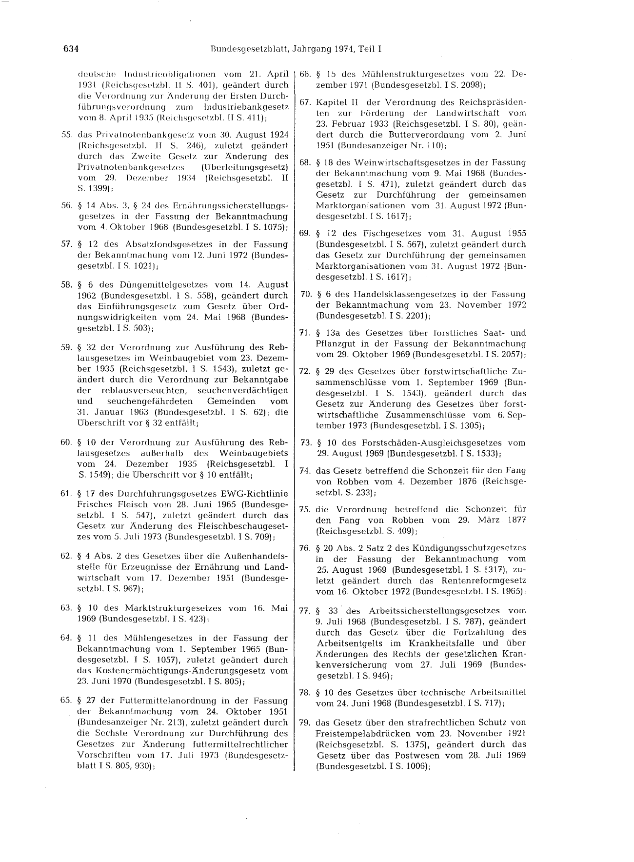 BGBl. 1974, Seite 634 — Originalseite als Abbildung