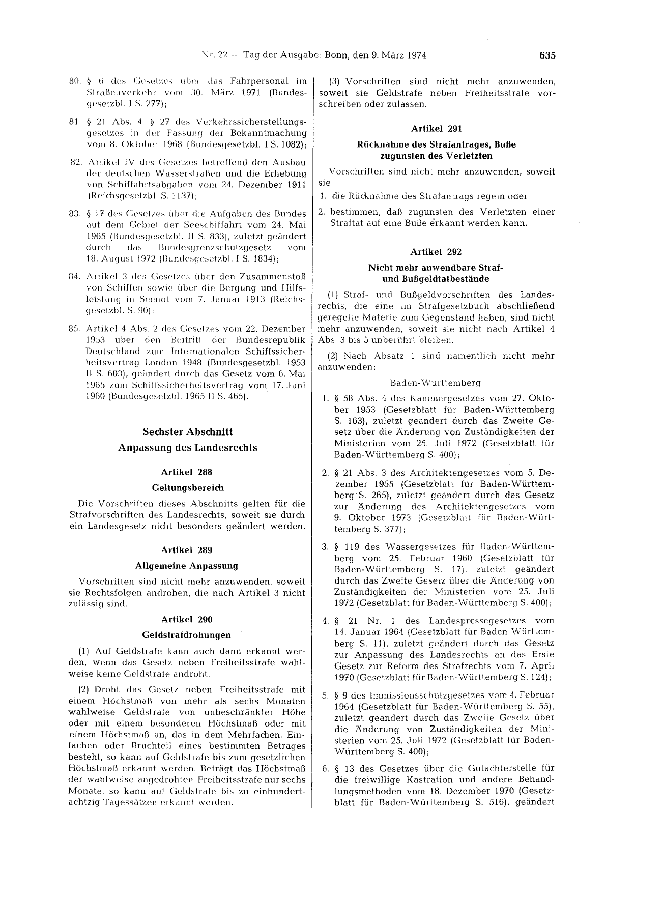 BGBl. 1974, Seite 635 — Originalseite als Abbildung