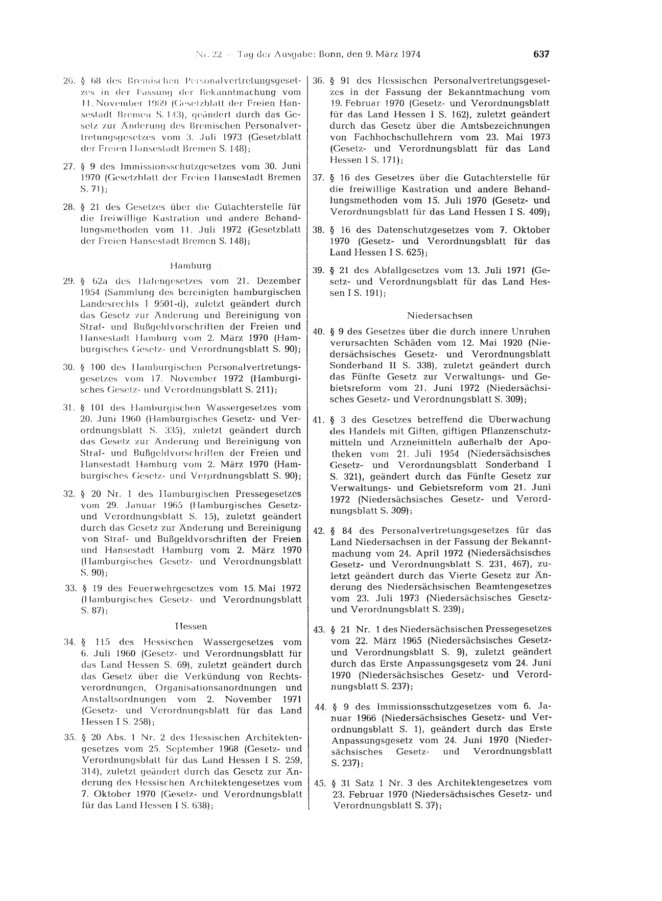 BGBl. 1974, Seite 637 — Originalseite als Abbildung