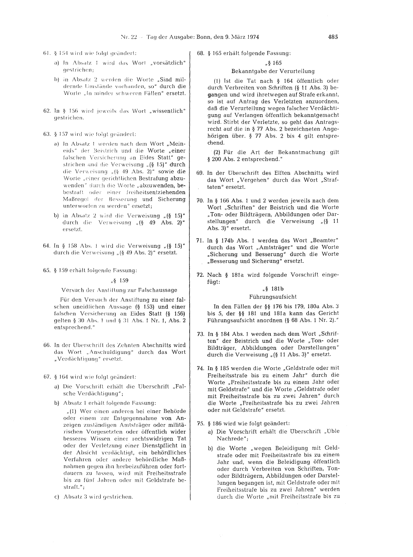 BGBl. 1974, Seite 485 — Originalseite als Abbildung
