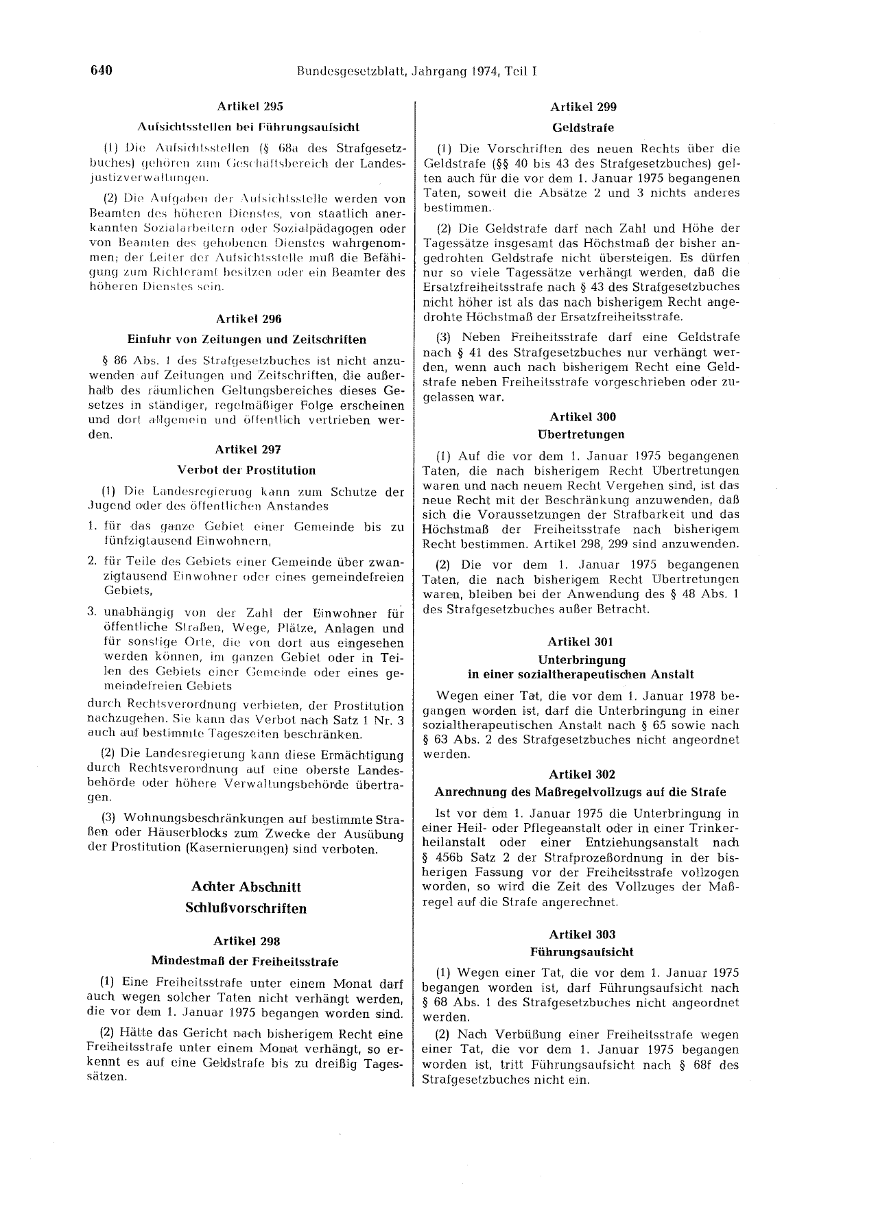 BGBl. 1974, Seite 640 — Originalseite als Abbildung