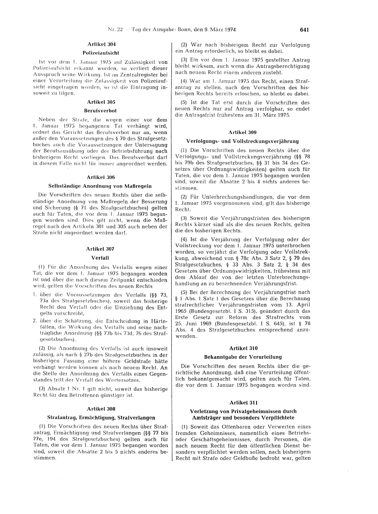 BGBl. 1974, Seite 641 — Originalseite als Abbildung
