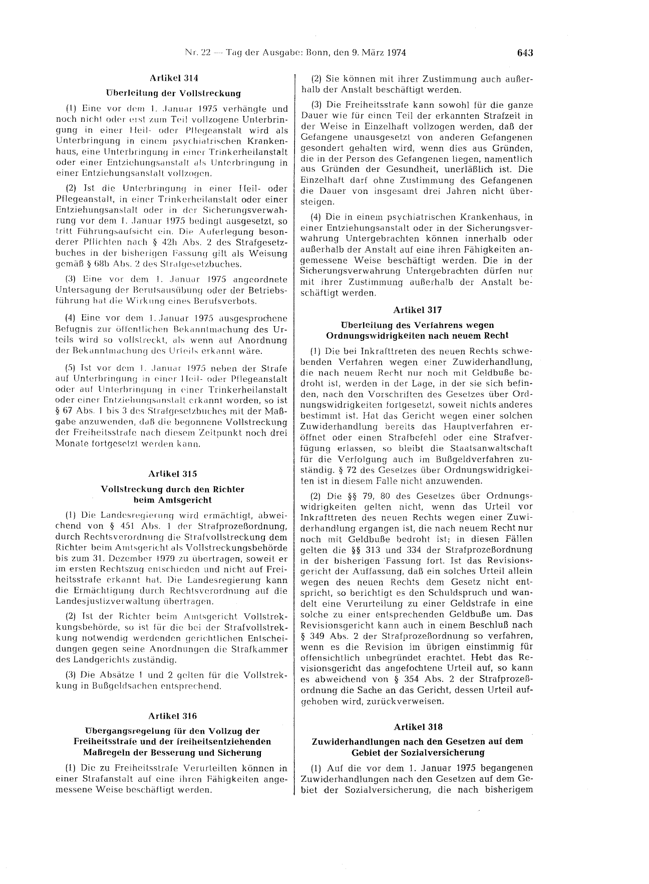 BGBl. 1974, Seite 643 — Originalseite als Abbildung