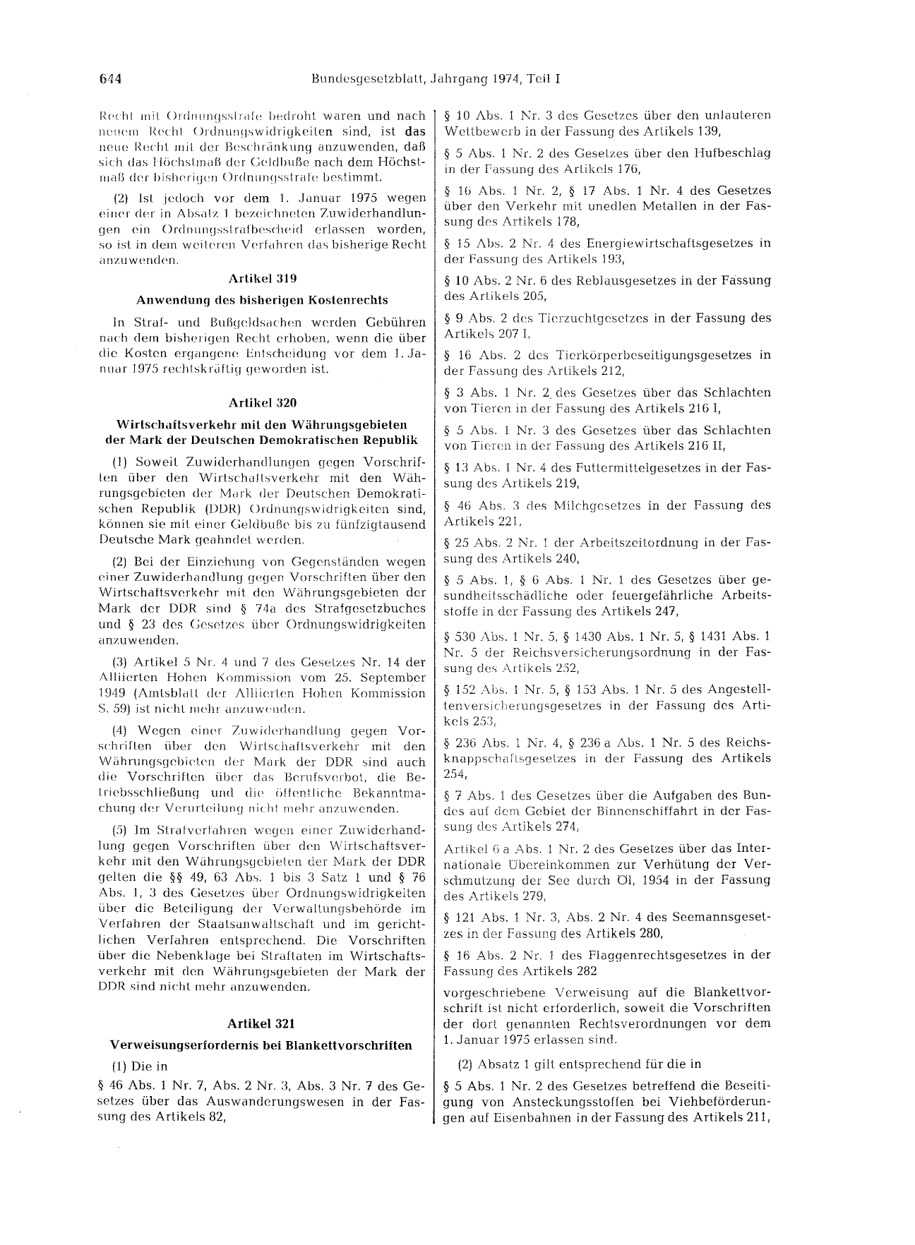 BGBl. 1974, Seite 644 — Originalseite als Abbildung