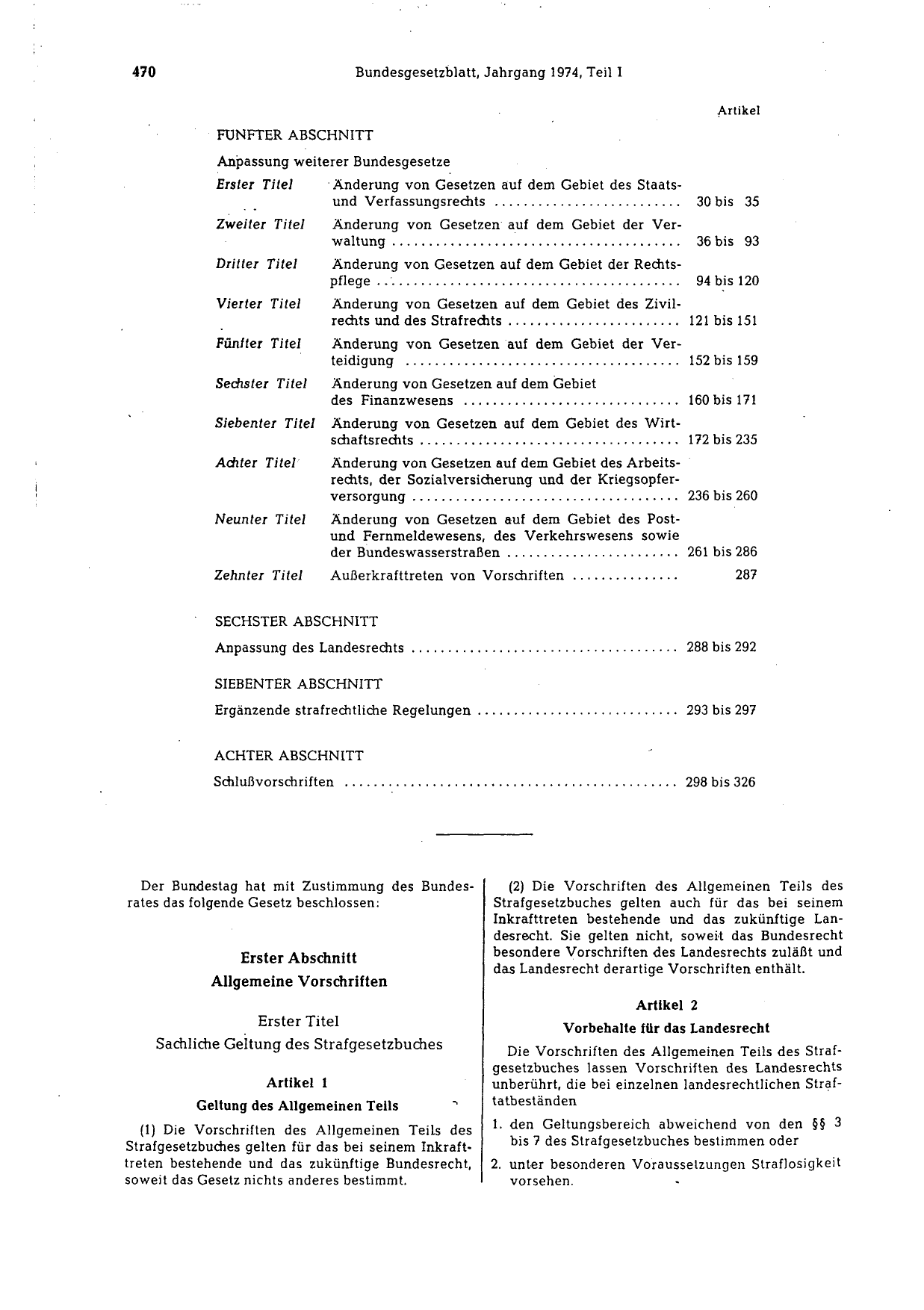 BGBl. 1974, Seite 470 — Originalseite als Abbildung