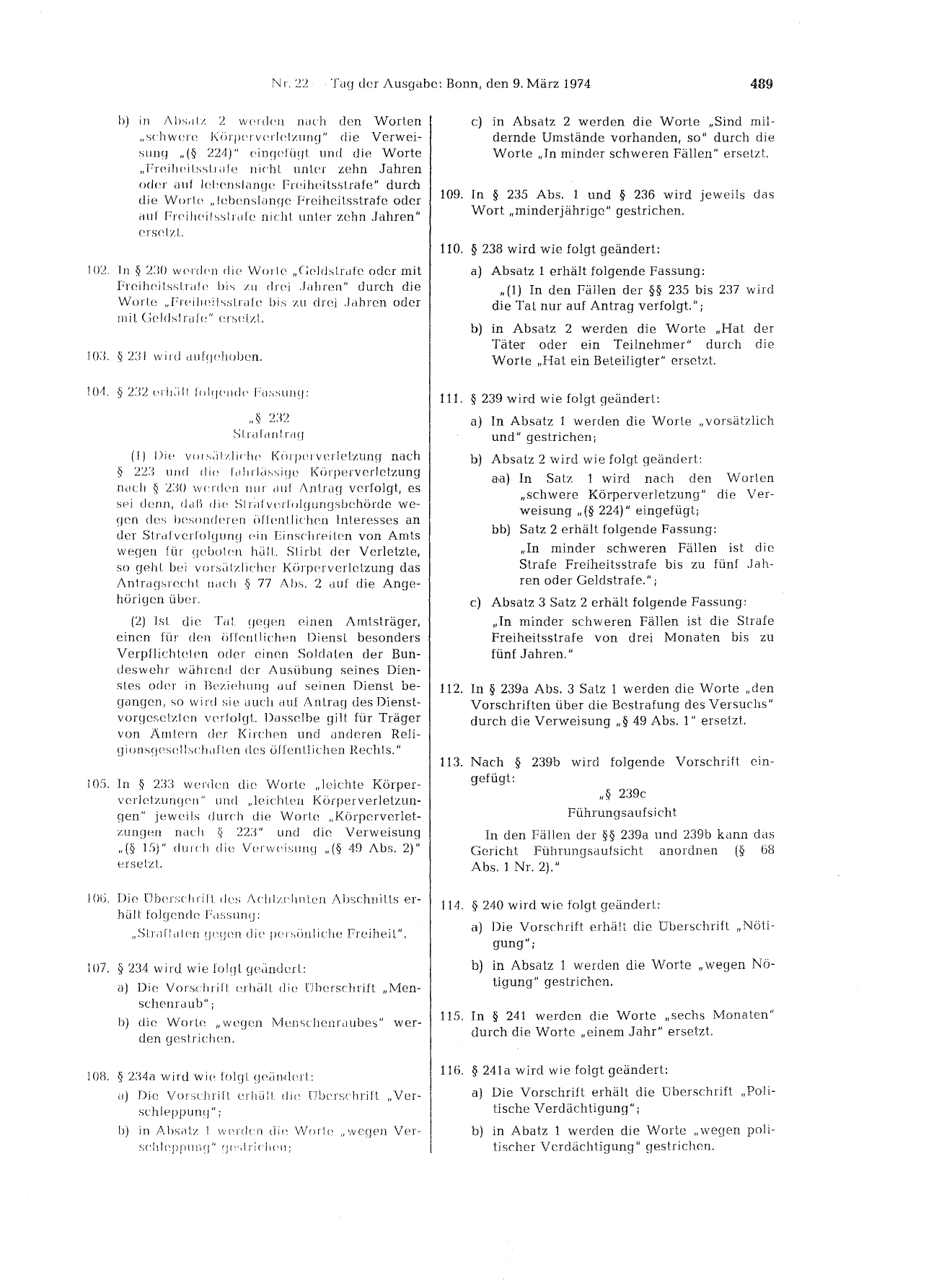BGBl. 1974, Seite 489 — Originalseite als Abbildung