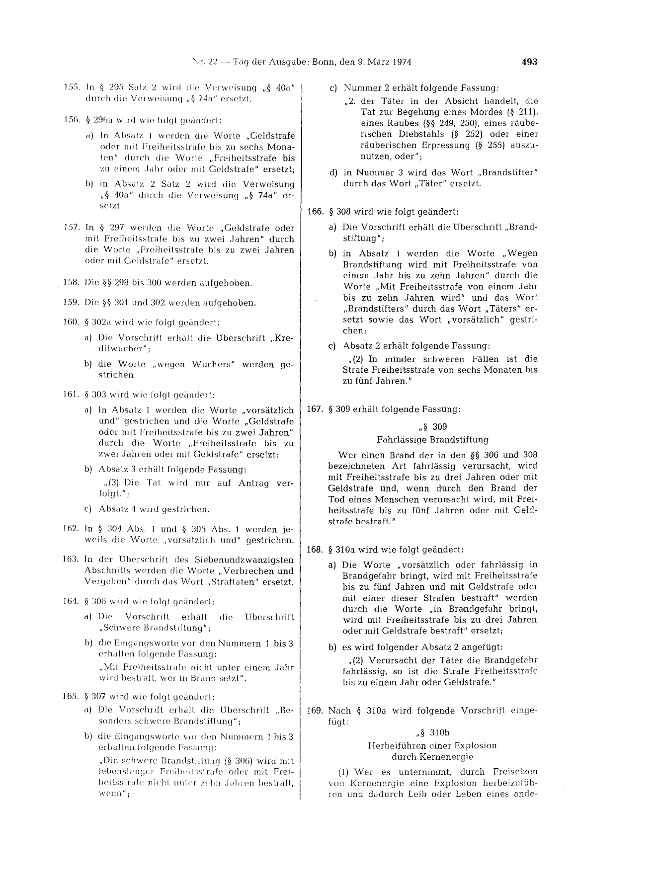 BGBl. 1974, Seite 493 — Originalseite als Abbildung