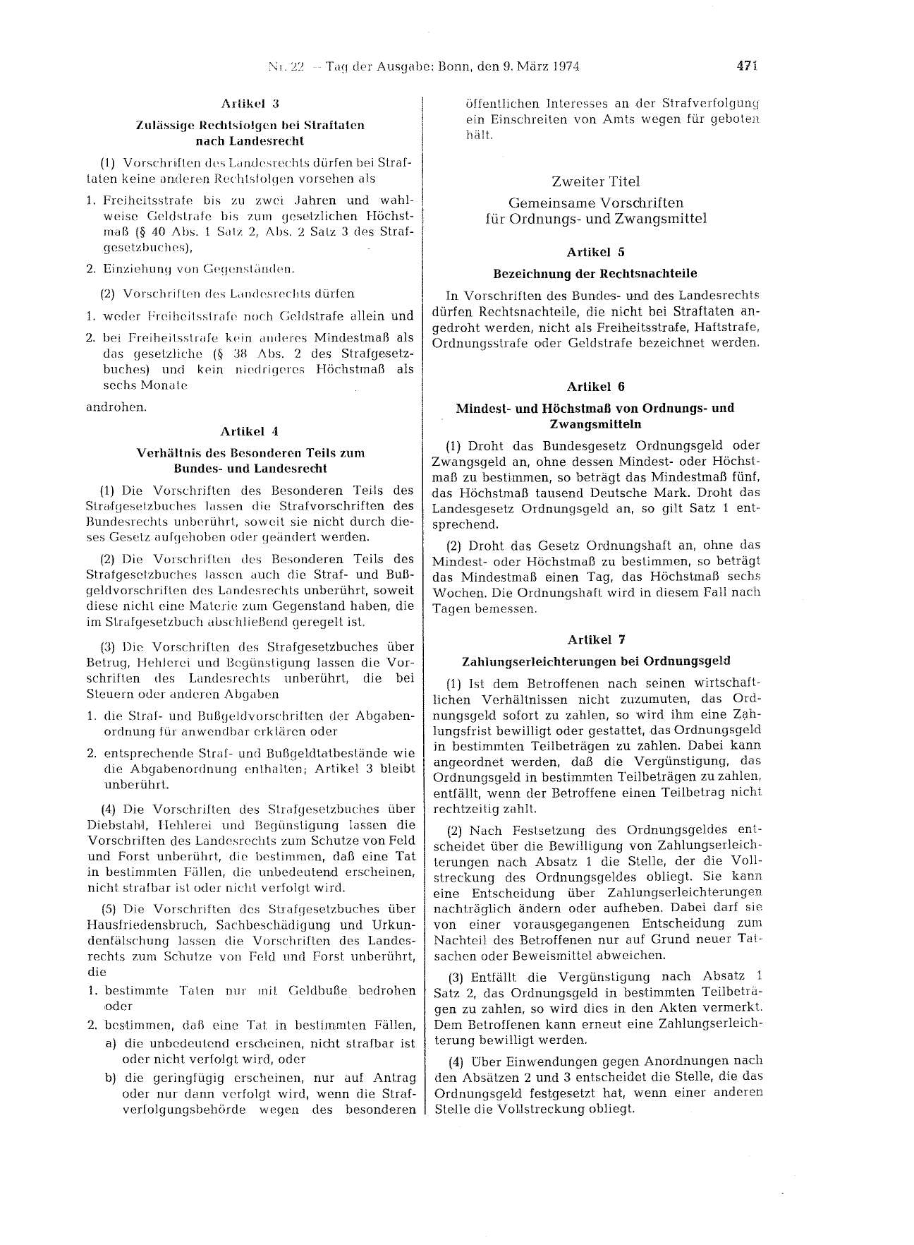 BGBl. 1974, Seite 471 — Originalseite als Abbildung