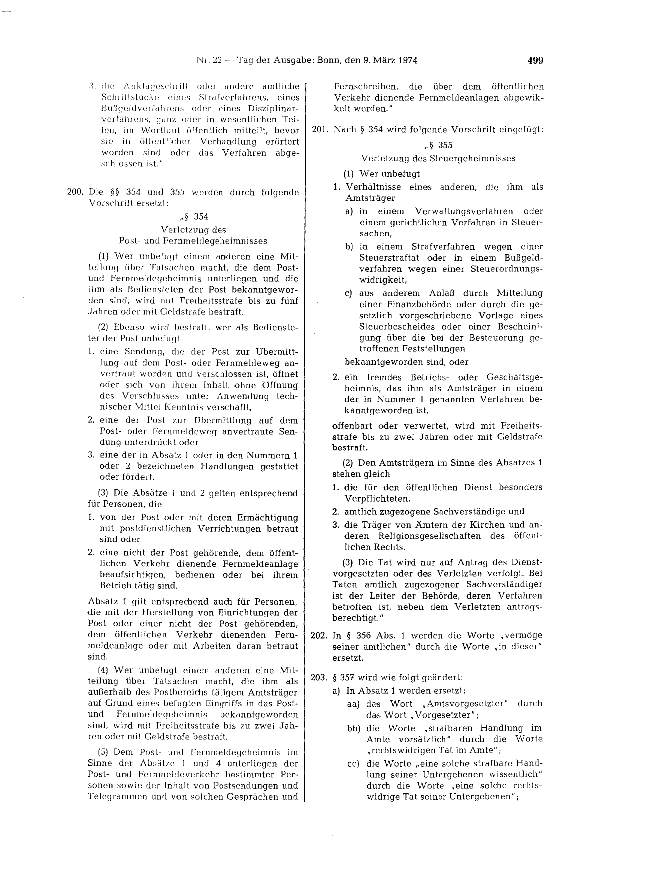 BGBl. 1974, Seite 499 — Originalseite als Abbildung