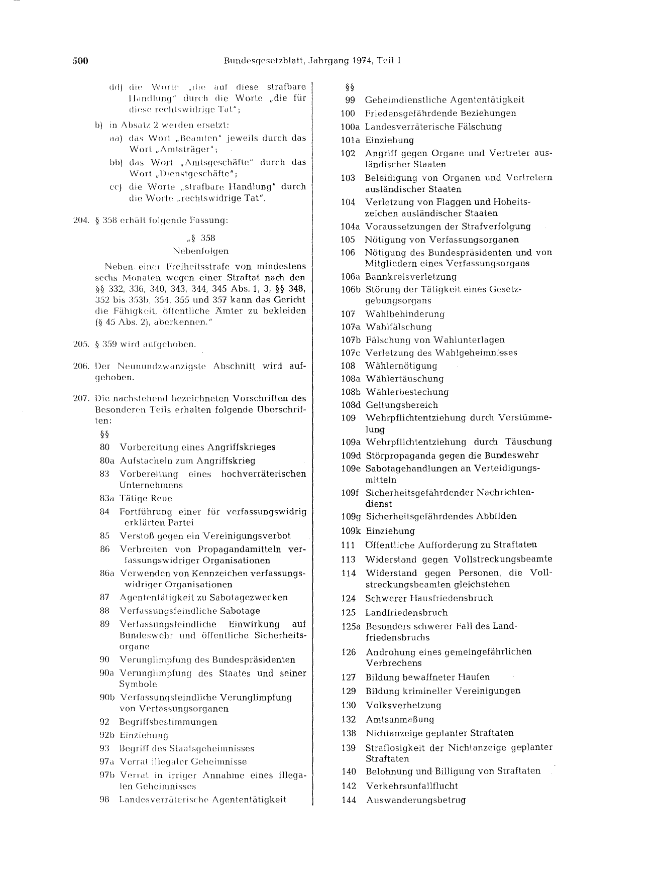 BGBl. 1974, Seite 500 — Originalseite als Abbildung
