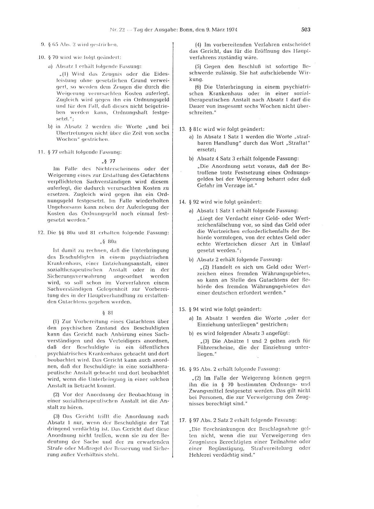 BGBl. 1974, Seite 503 — Originalseite als Abbildung