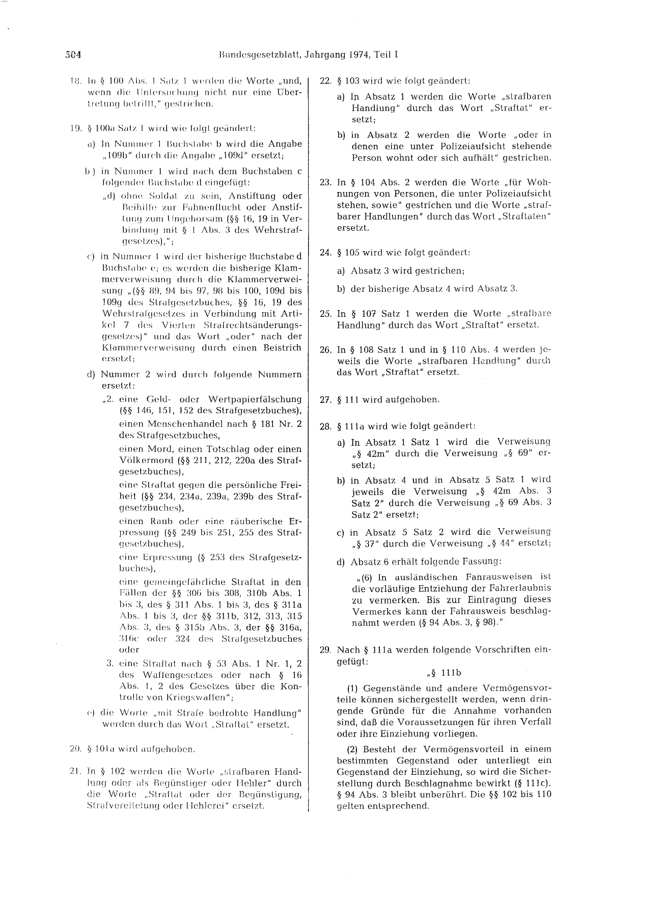 BGBl. 1974, Seite 504 — Originalseite als Abbildung