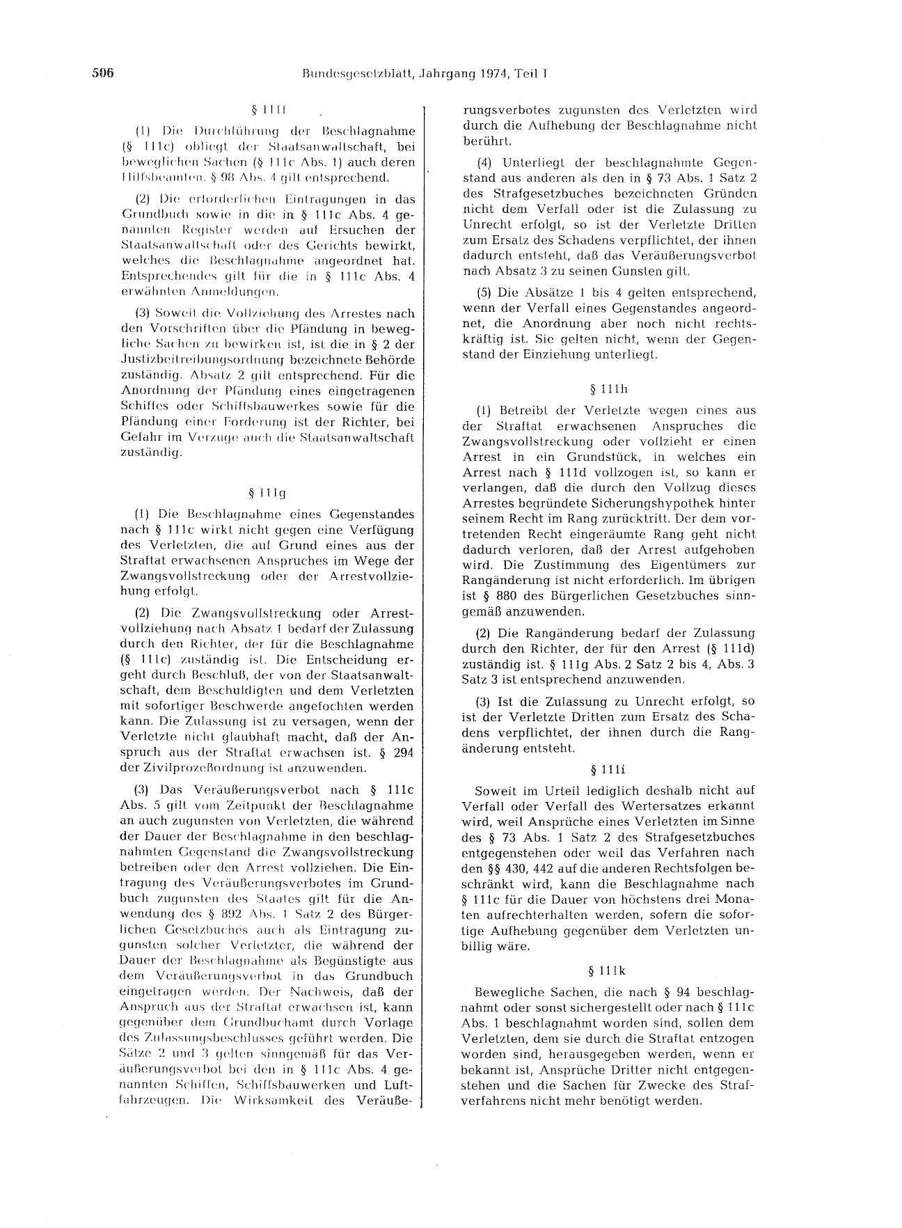 BGBl. 1974, Seite 506 — Originalseite als Abbildung