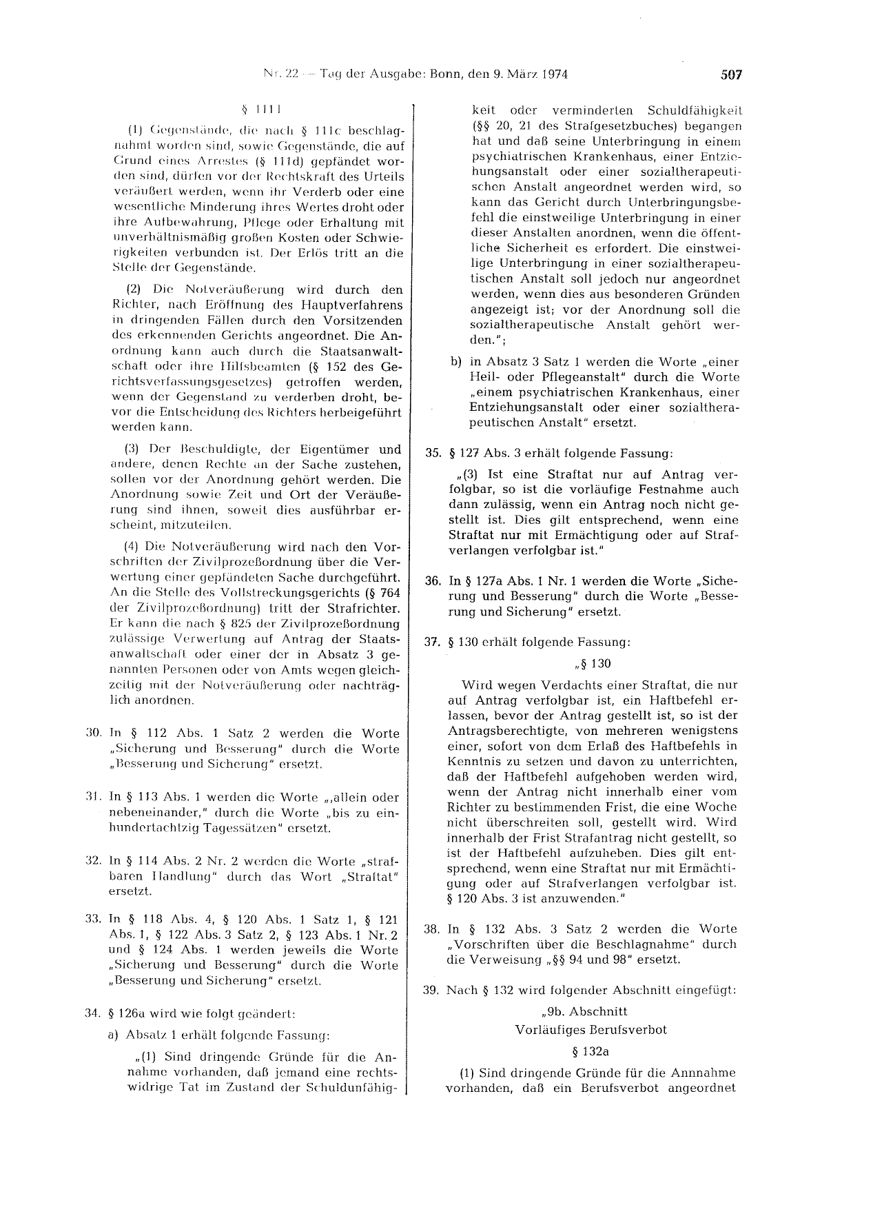 BGBl. 1974, Seite 507 — Originalseite als Abbildung