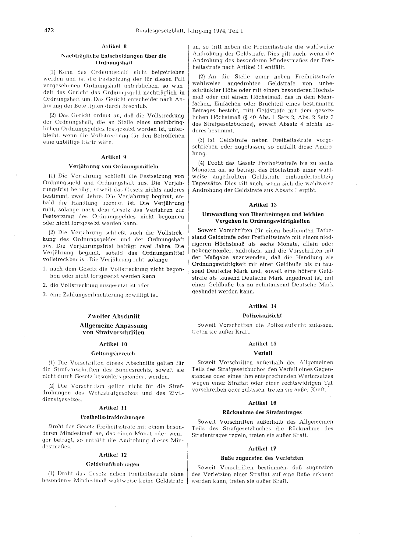 BGBl. 1974, Seite 472 — Originalseite als Abbildung