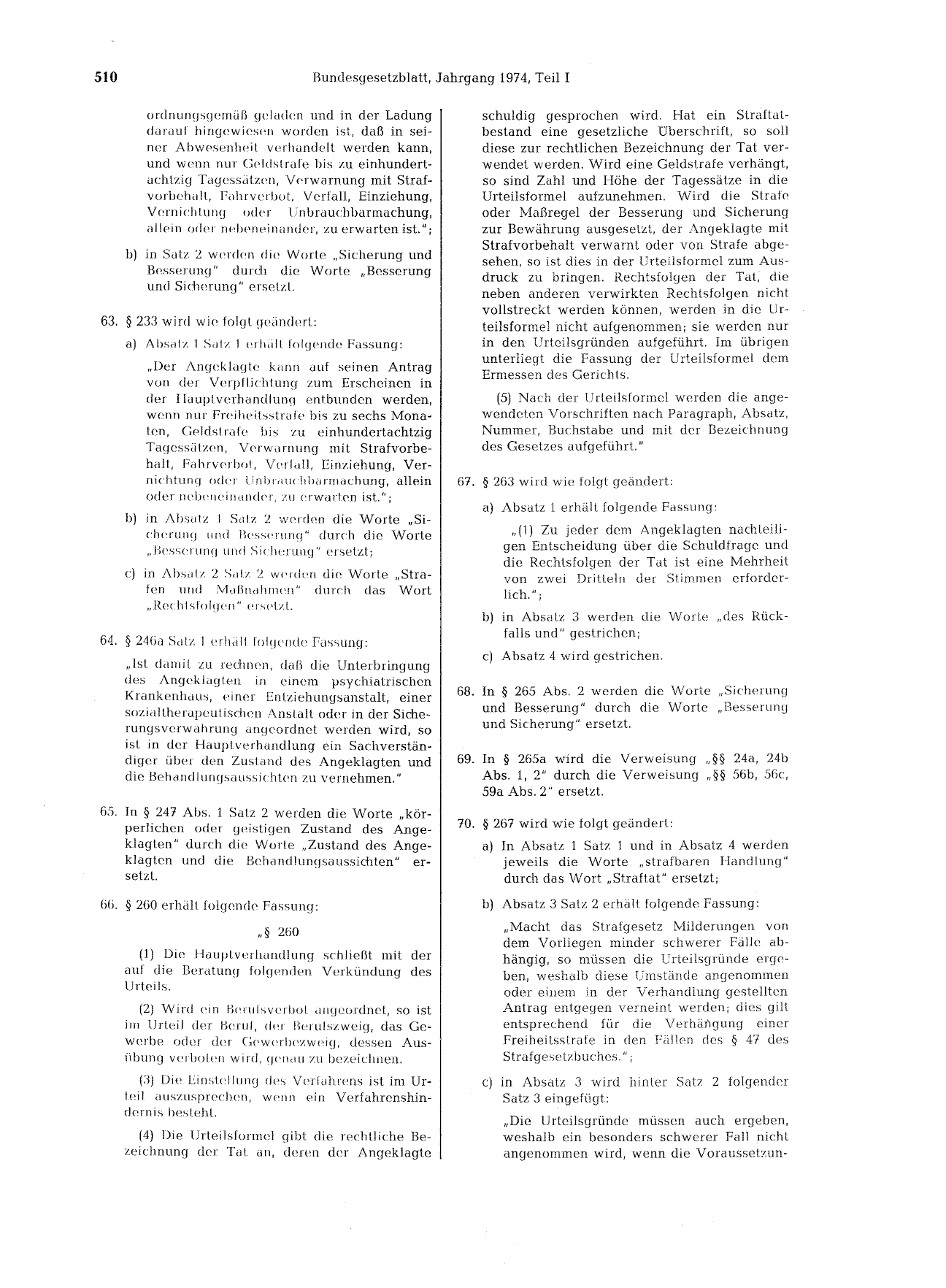 BGBl. 1974, Seite 510 — Originalseite als Abbildung