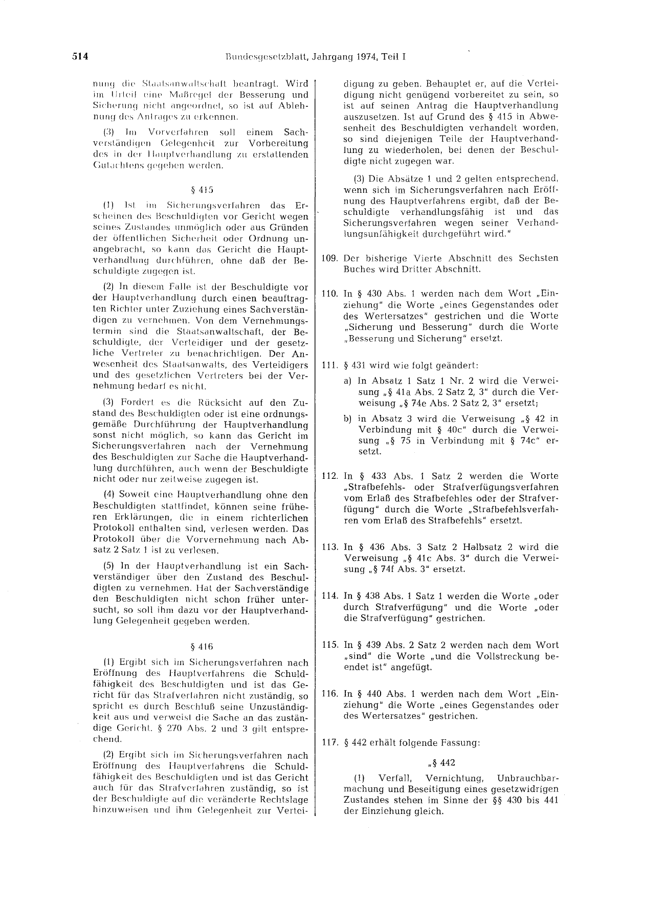 BGBl. 1974, Seite 514 — Originalseite als Abbildung