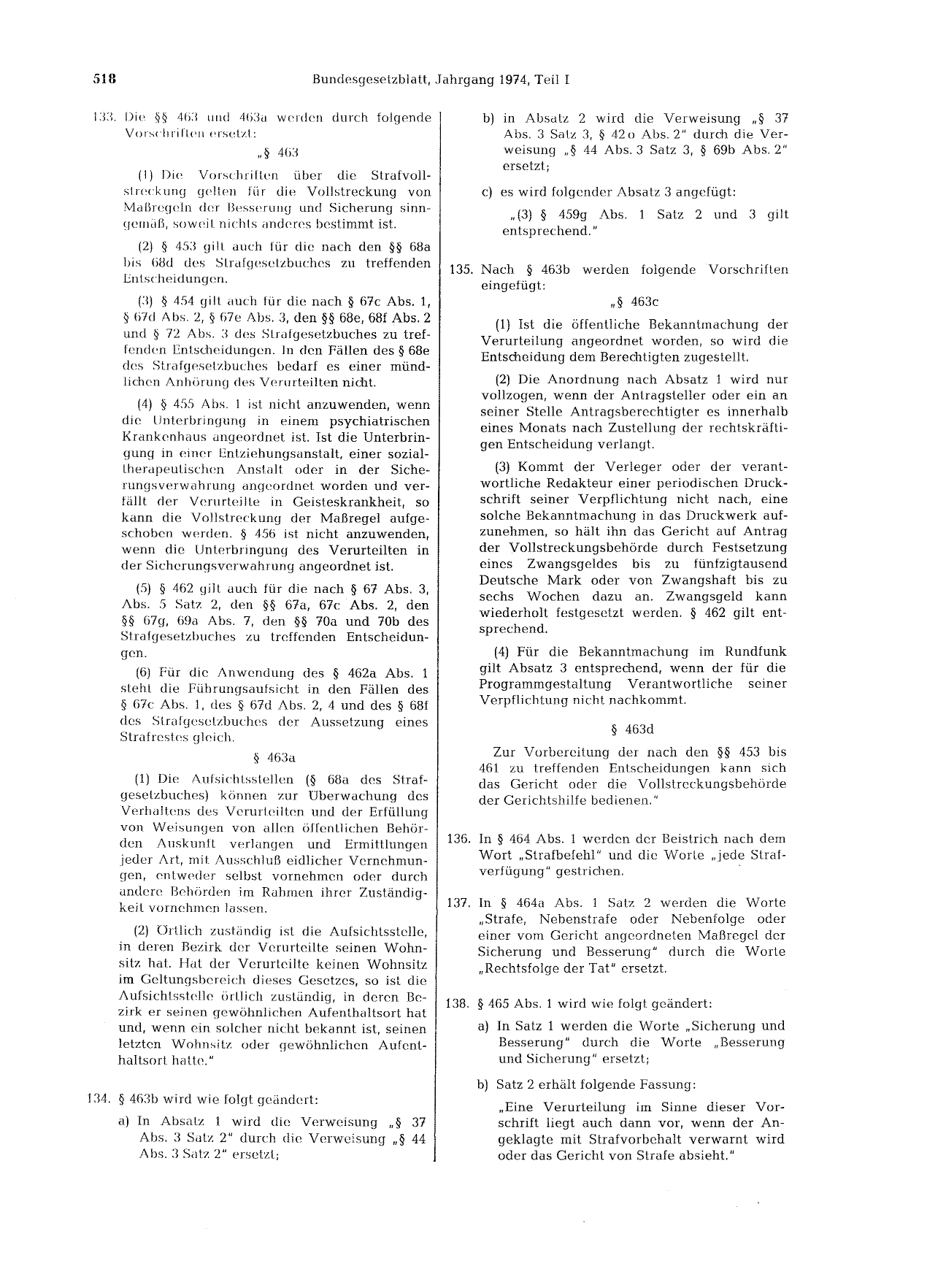 BGBl. 1974, Seite 518 — Originalseite als Abbildung