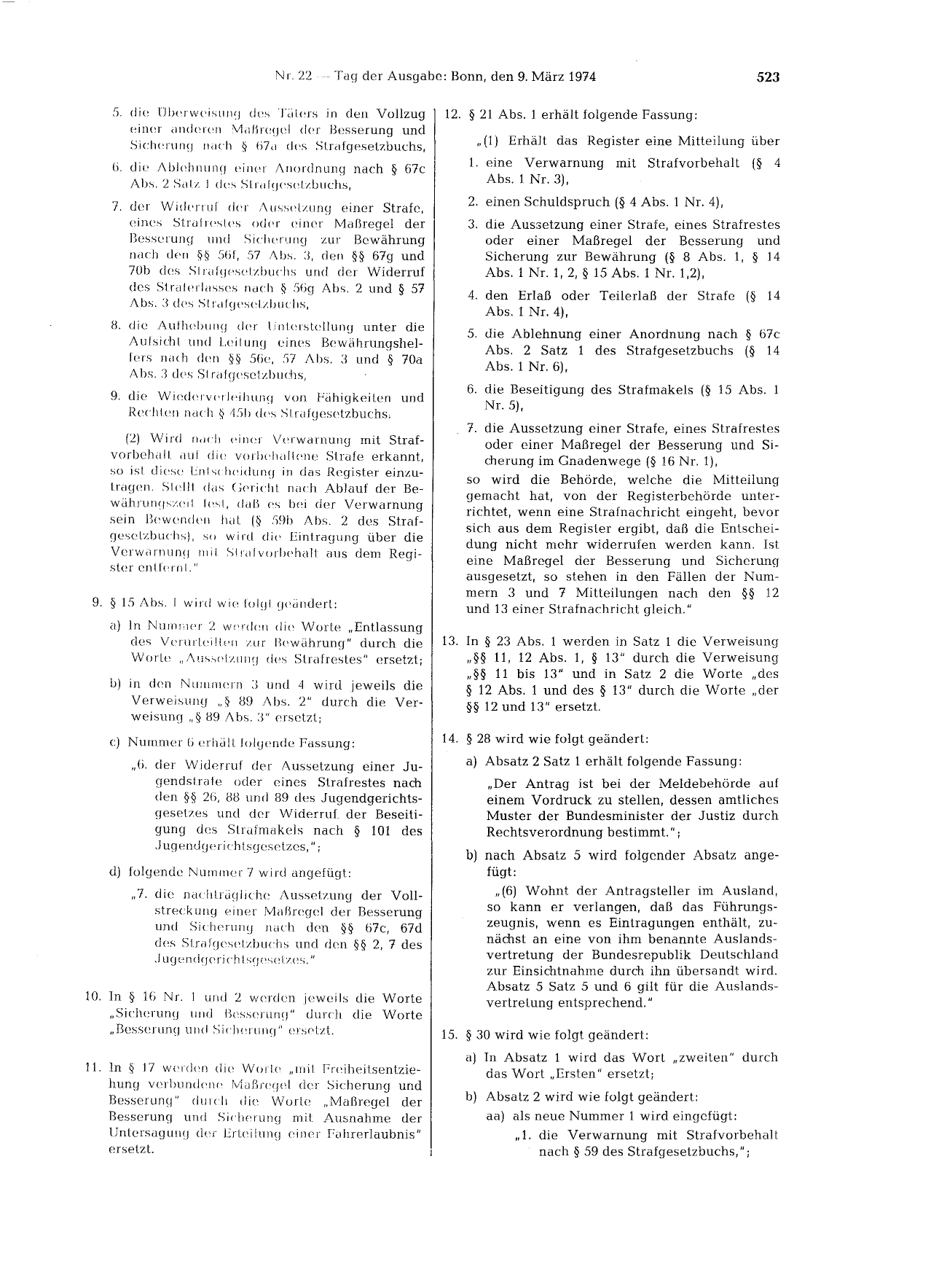 BGBl. 1974, Seite 523 — Originalseite als Abbildung