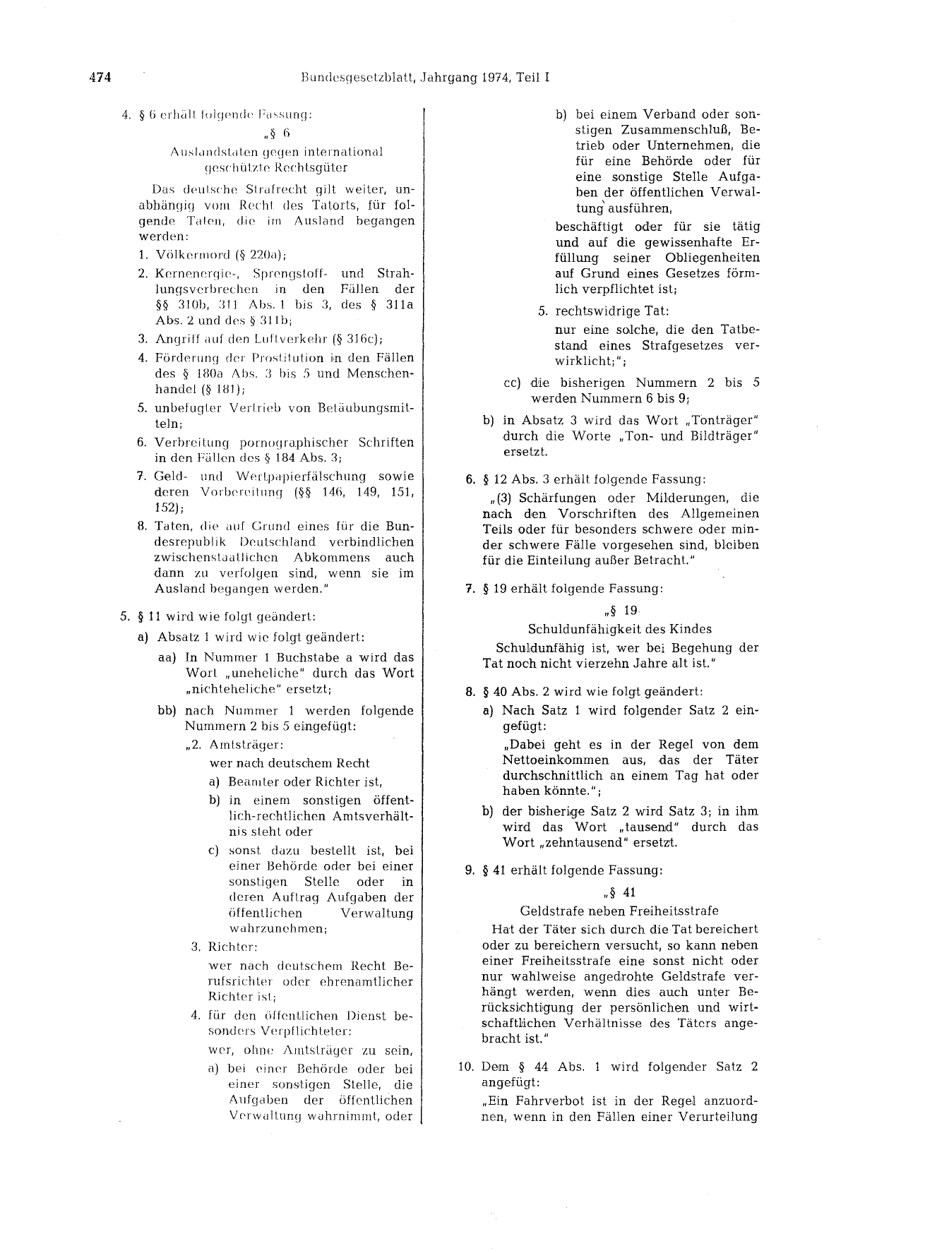 BGBl. 1974, Seite 474 — Originalseite als Abbildung