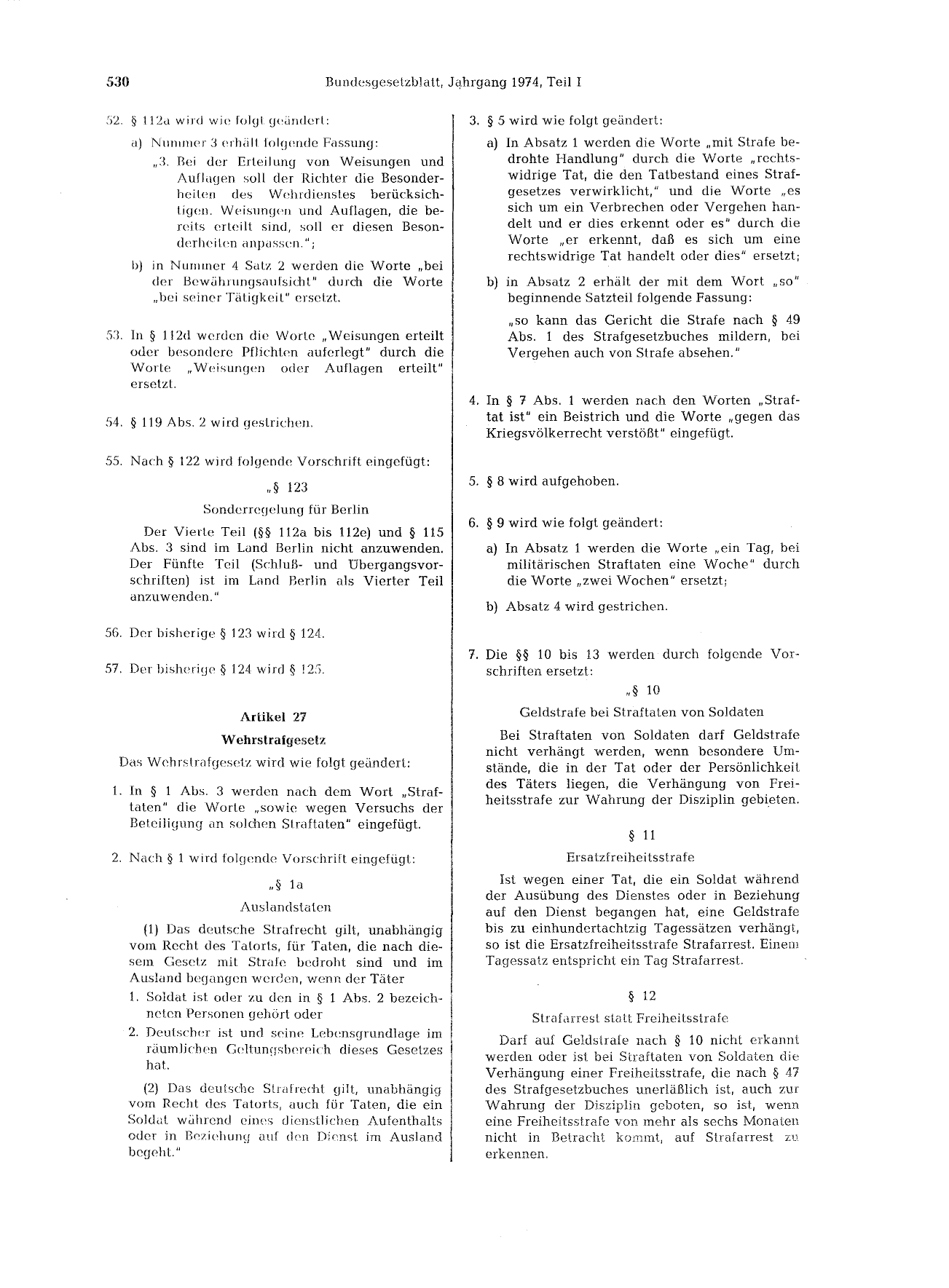 BGBl. 1974, Seite 530 — Originalseite als Abbildung