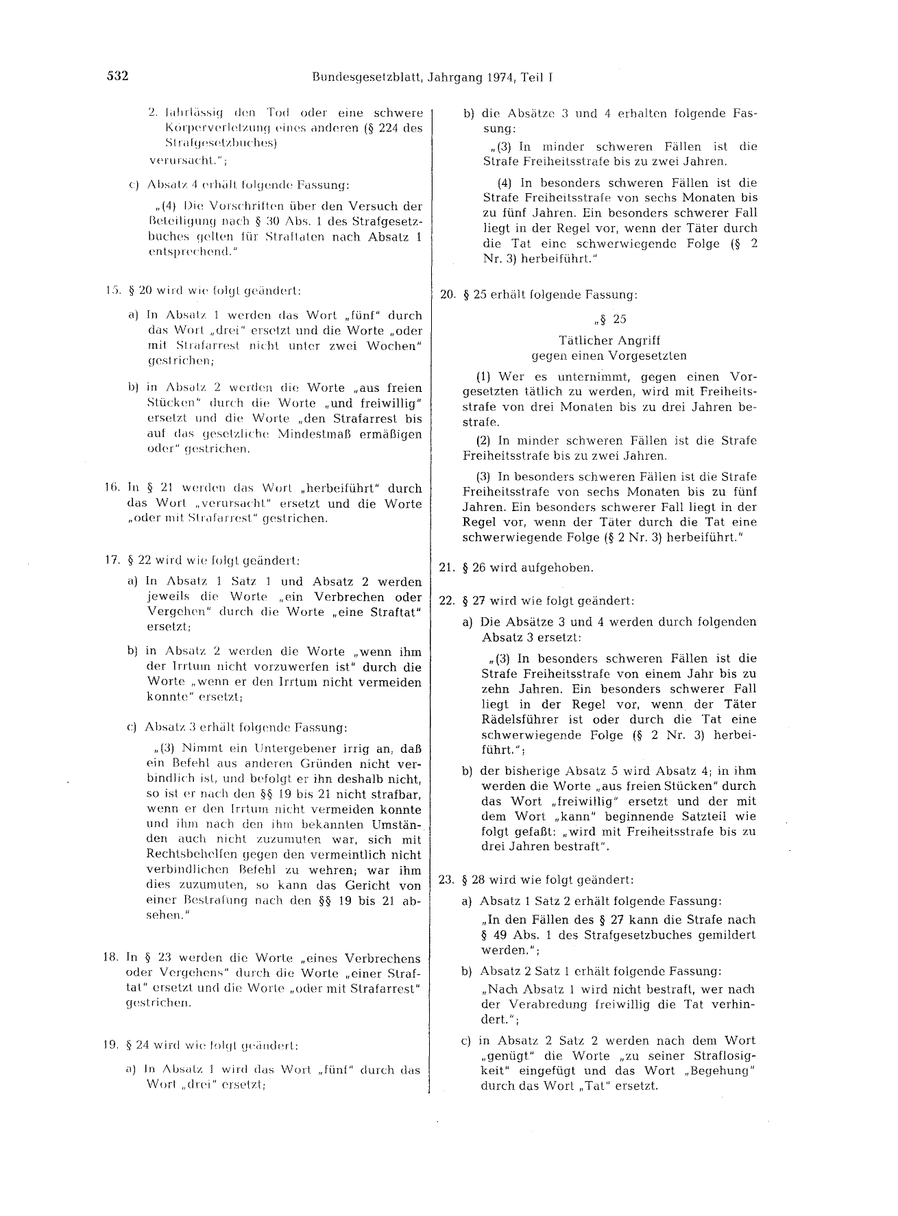 BGBl. 1974, Seite 532 — Originalseite als Abbildung